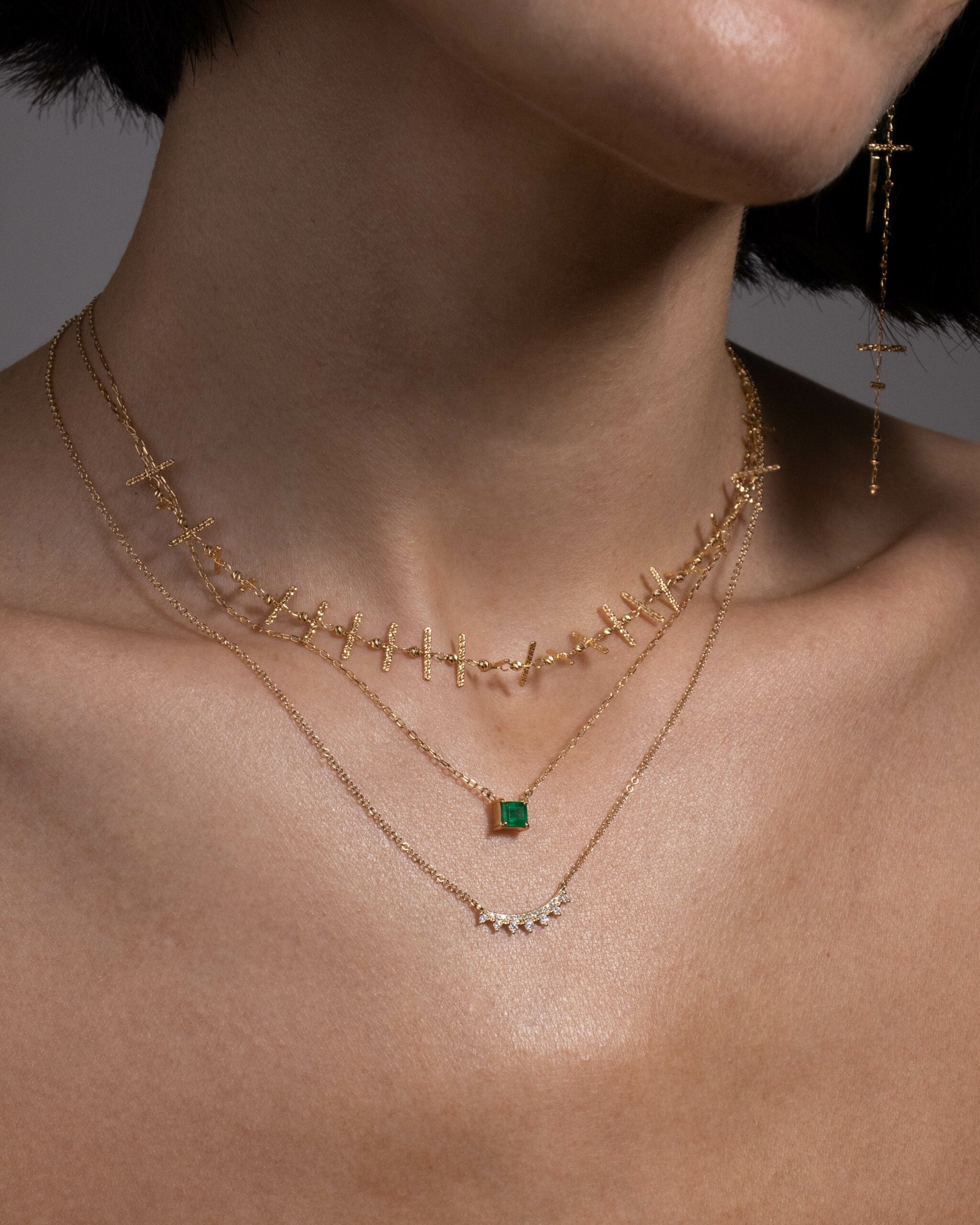 Square emerald necklace