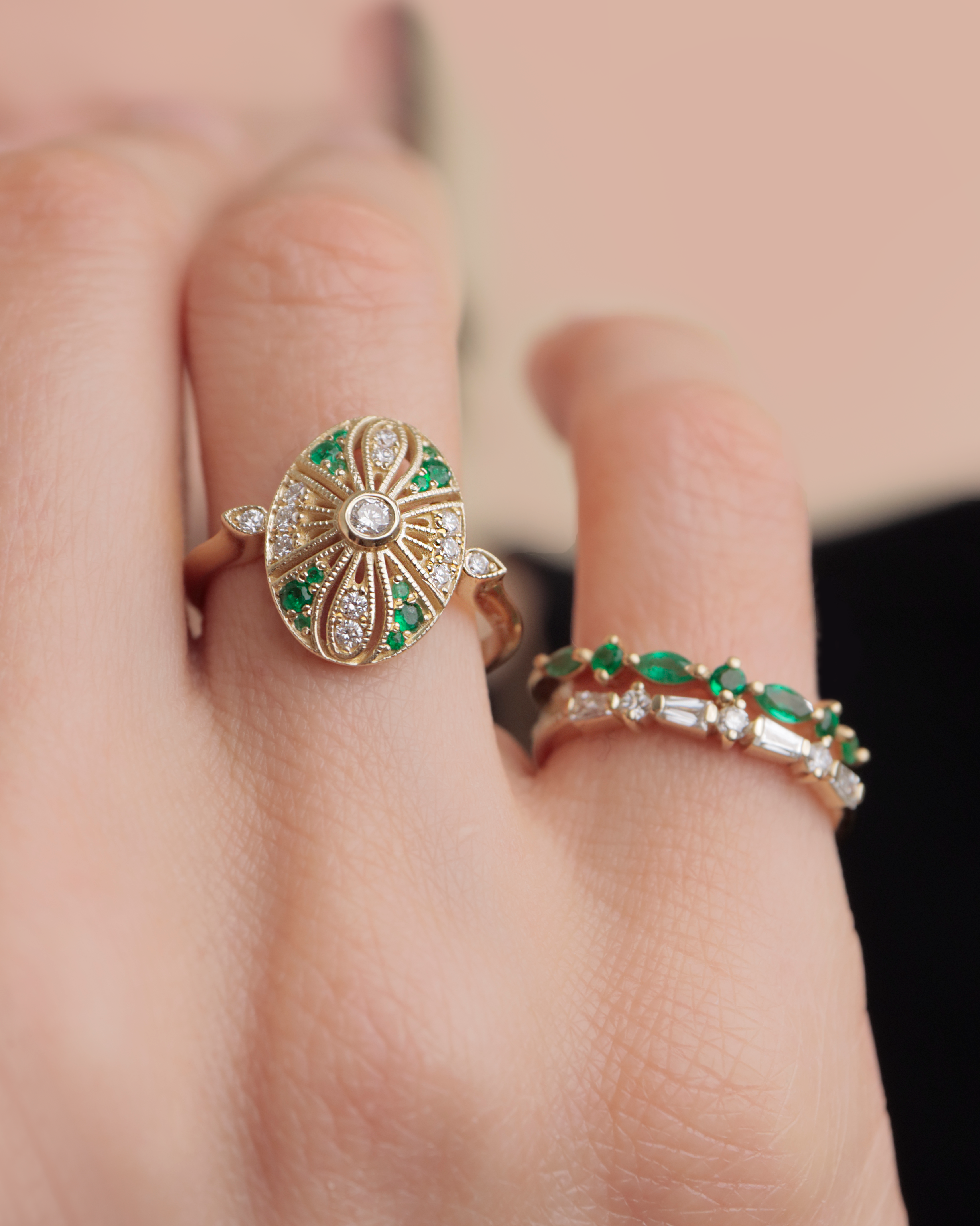 Oval Maggie Ring in Emeralds