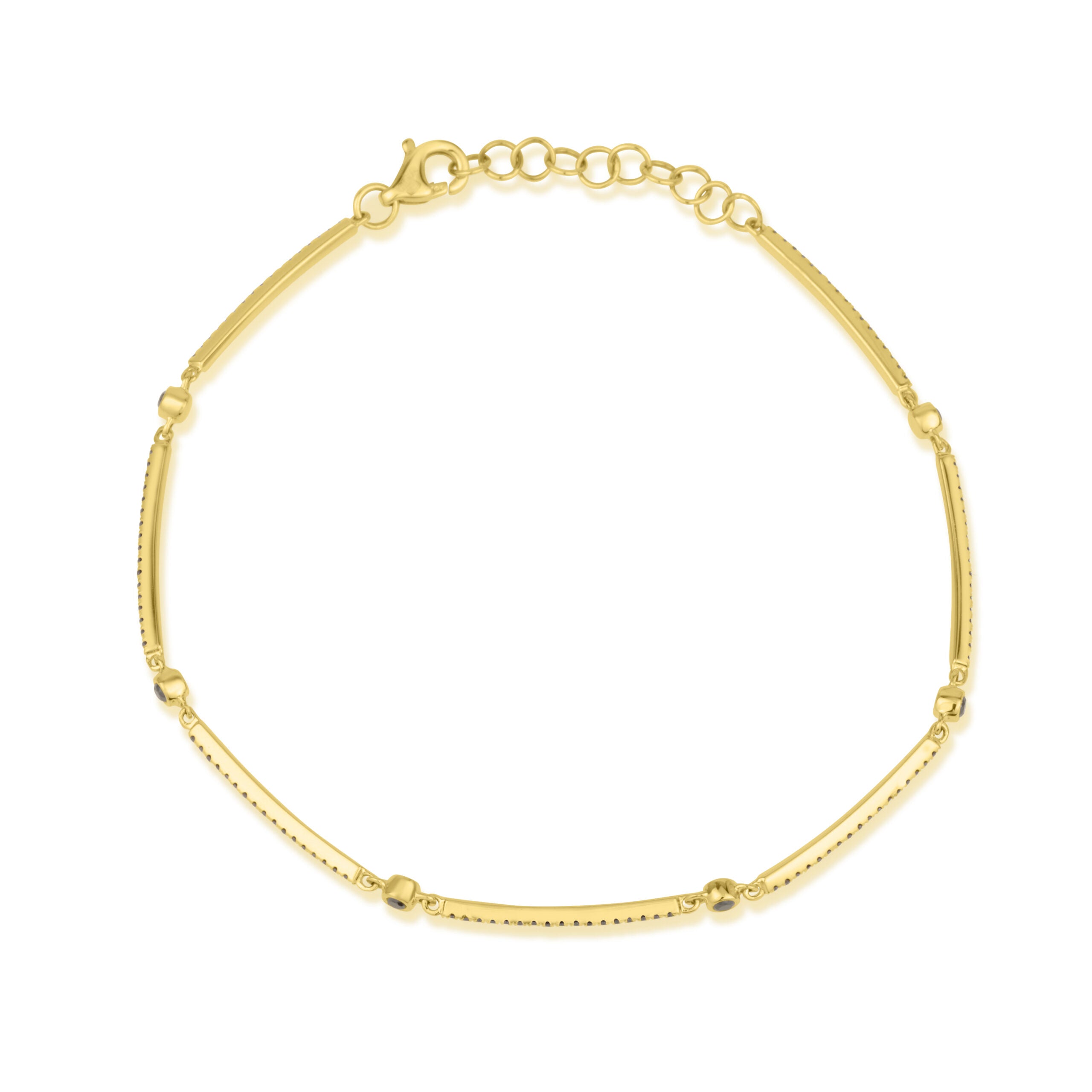 Bars and circle bracelet in black diamonds