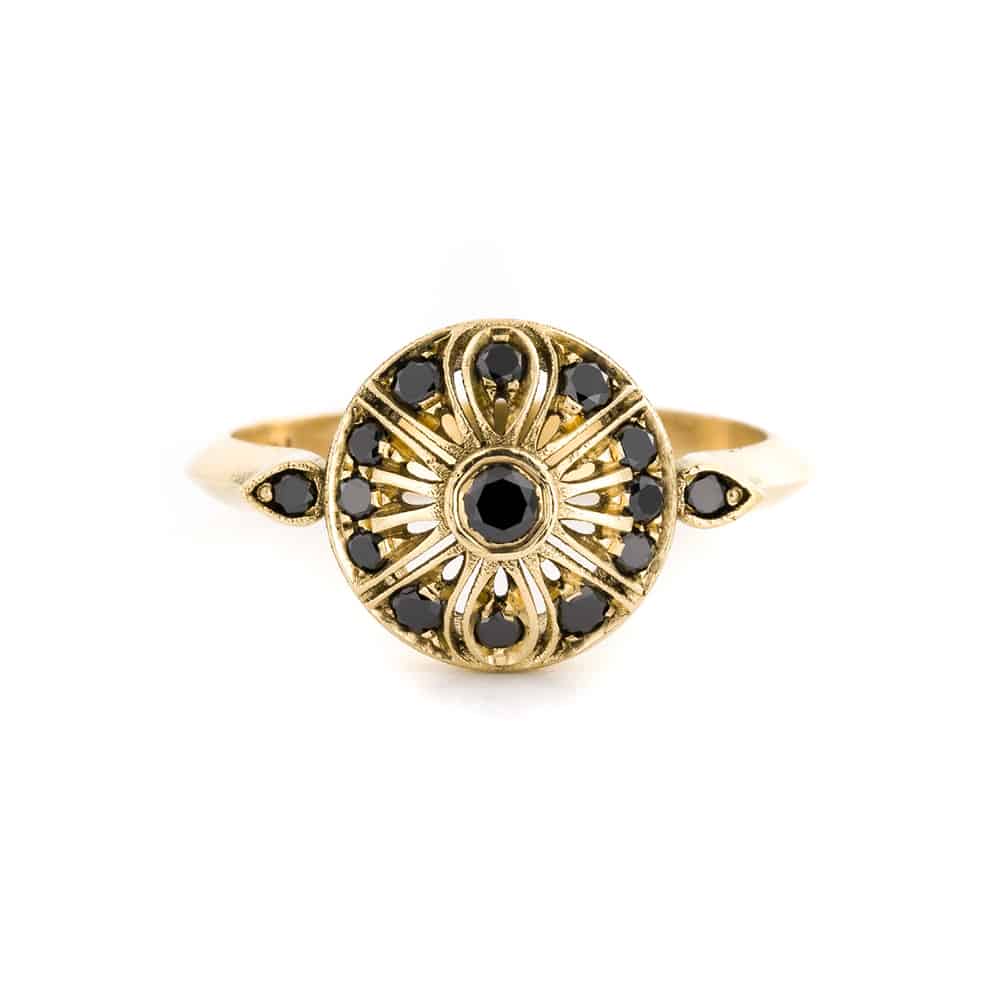 Round black diamond Maggie ring
