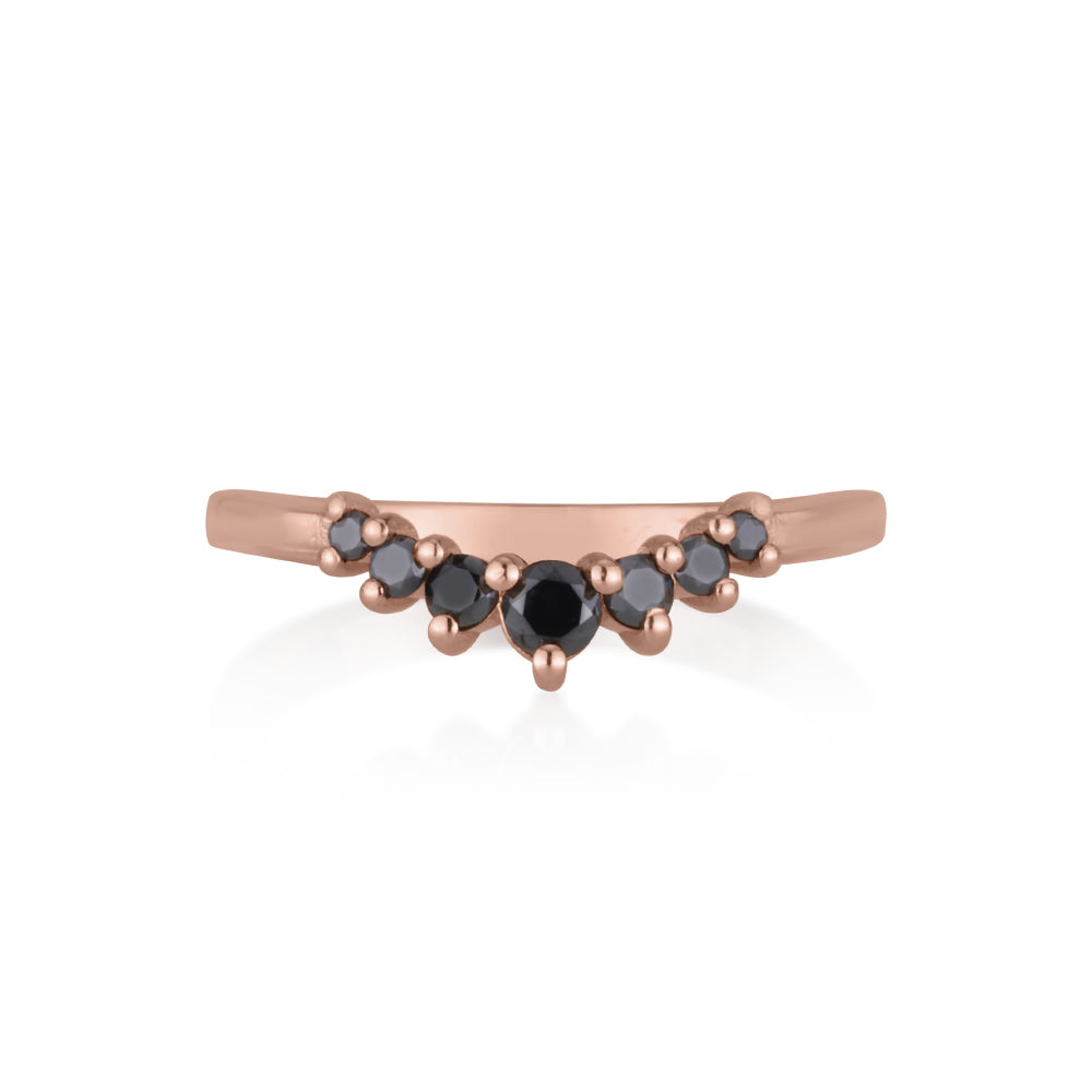 Circle crown ring in Black diamonds