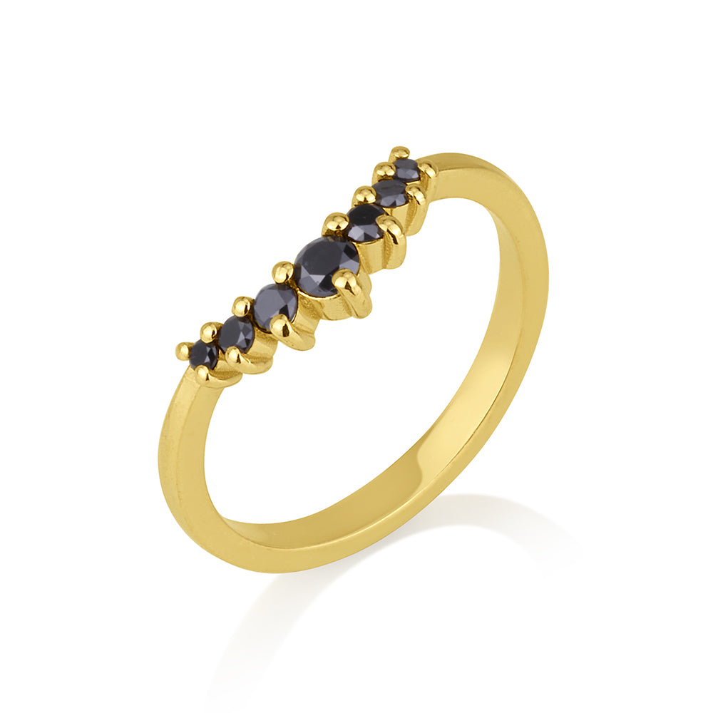 Circle crown ring in Black diamonds
