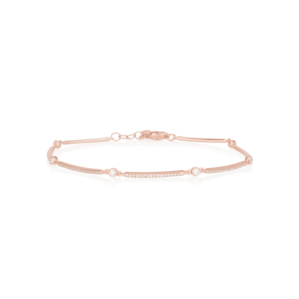 Bars and circles Bracelet in white diamonds