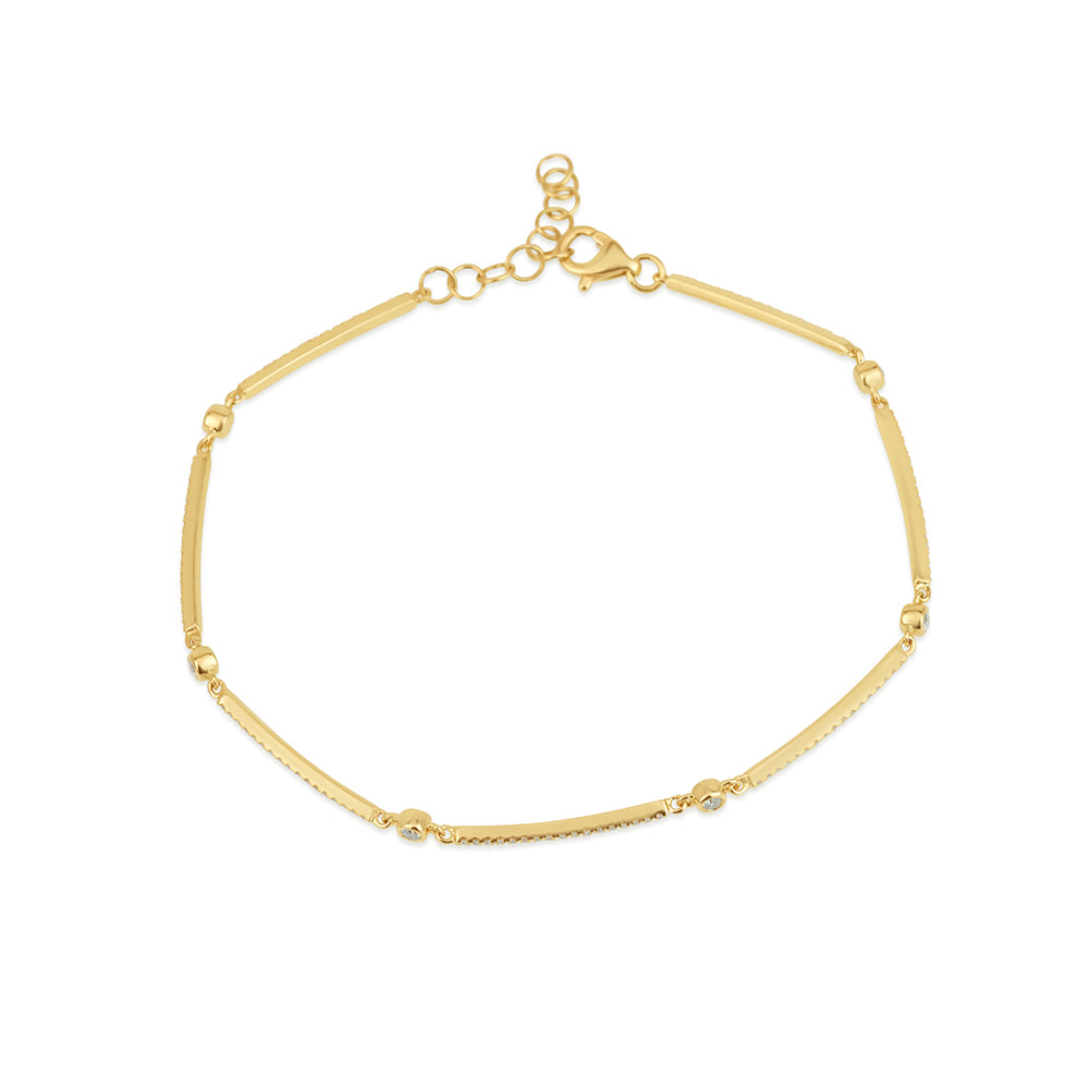 Bars and circles Bracelet in white diamonds