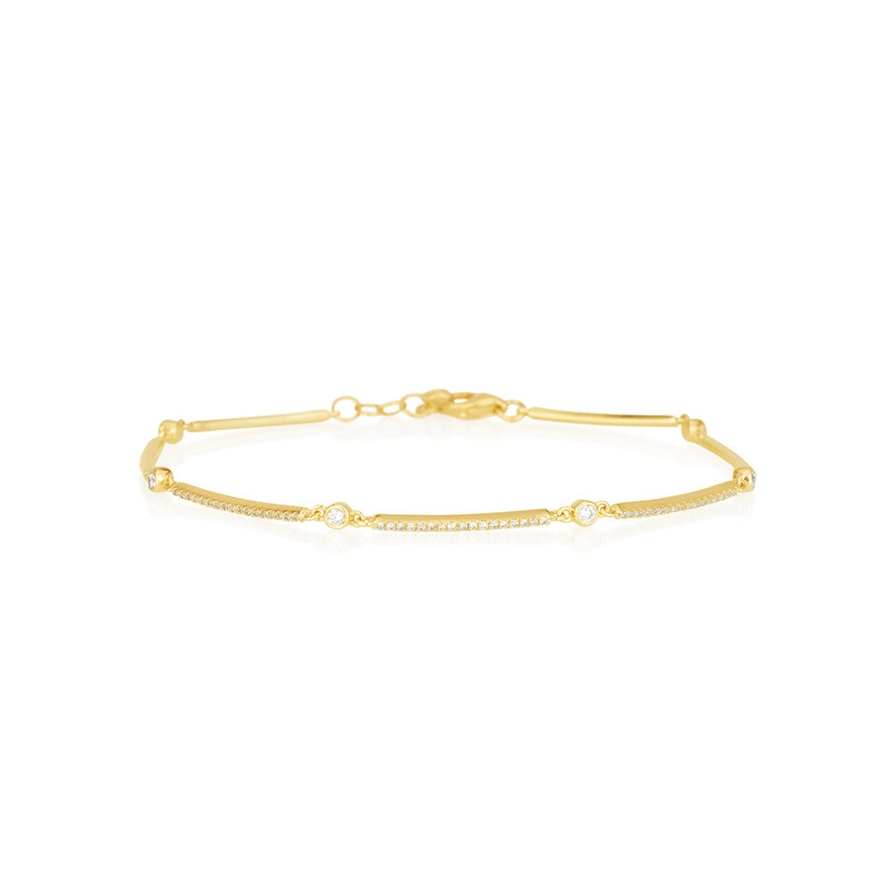 Bars and circles Bracelet in white diamonds