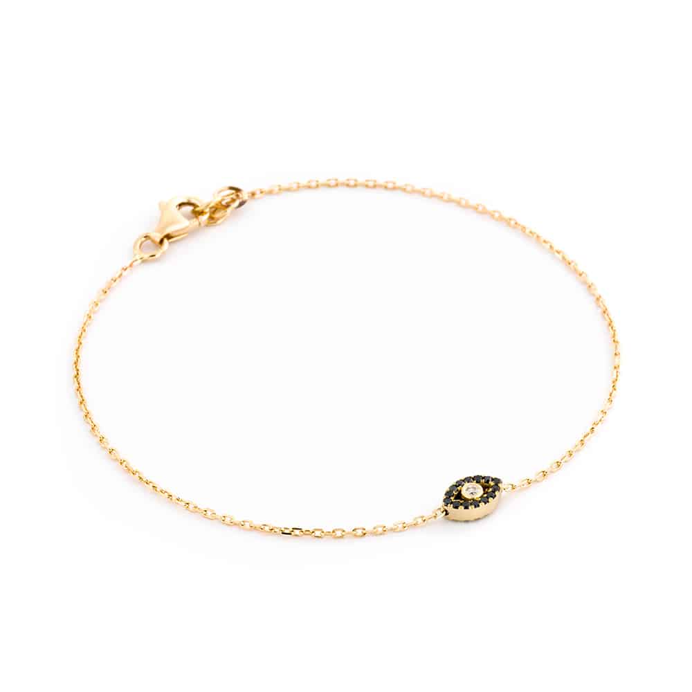 Double Sided Evil Eye Bracelet in Black and White Diamonds