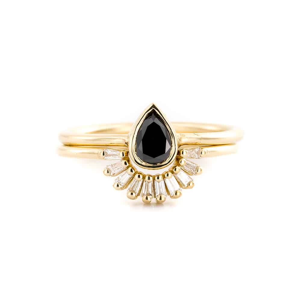 Black diamond drop ring