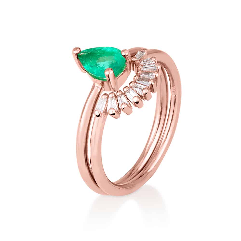 Emerald drop ring