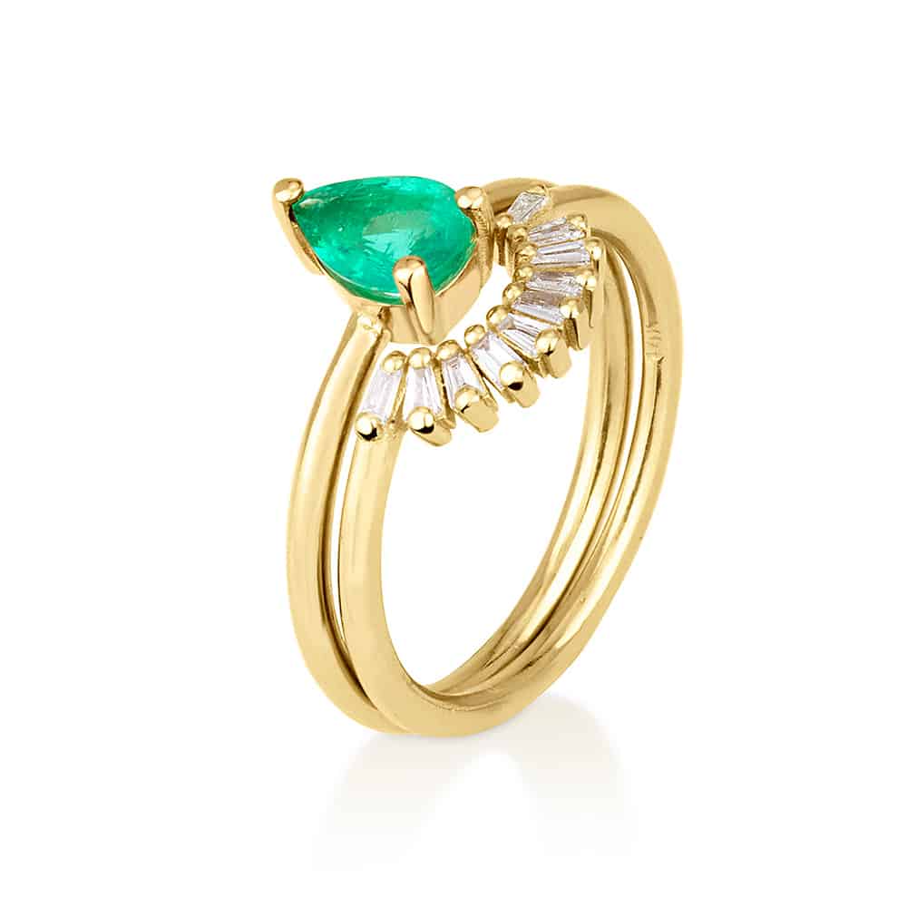 Emerald drop ring