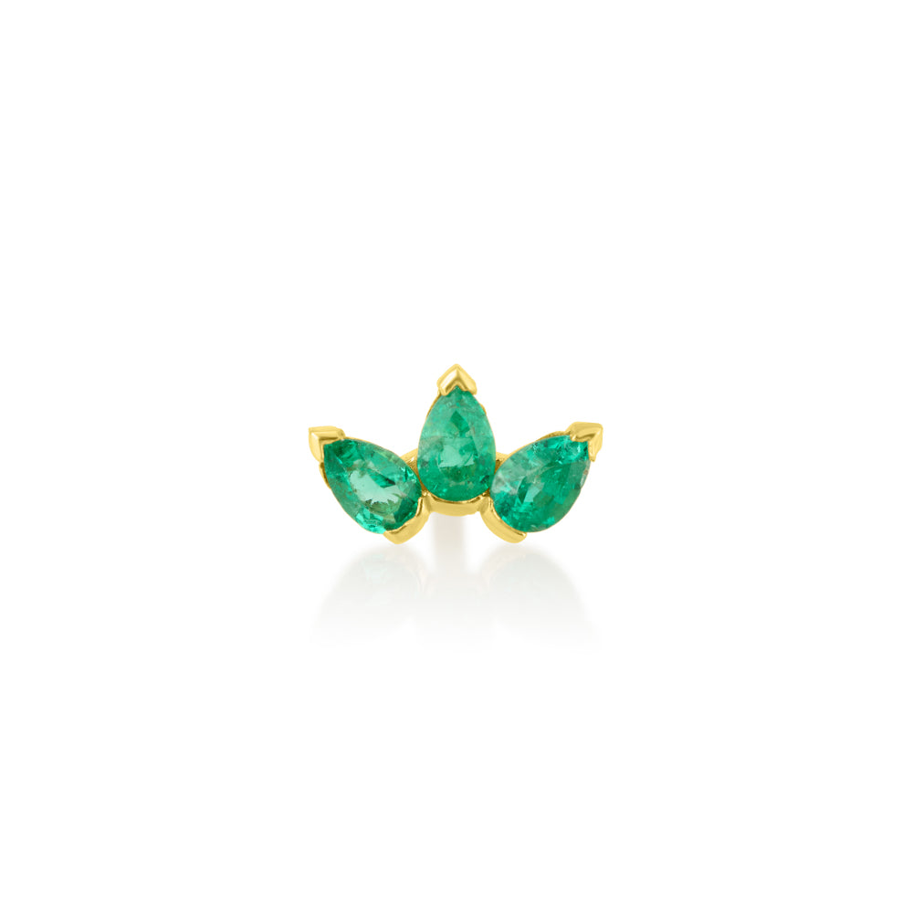 Three Drops stud in Emerald