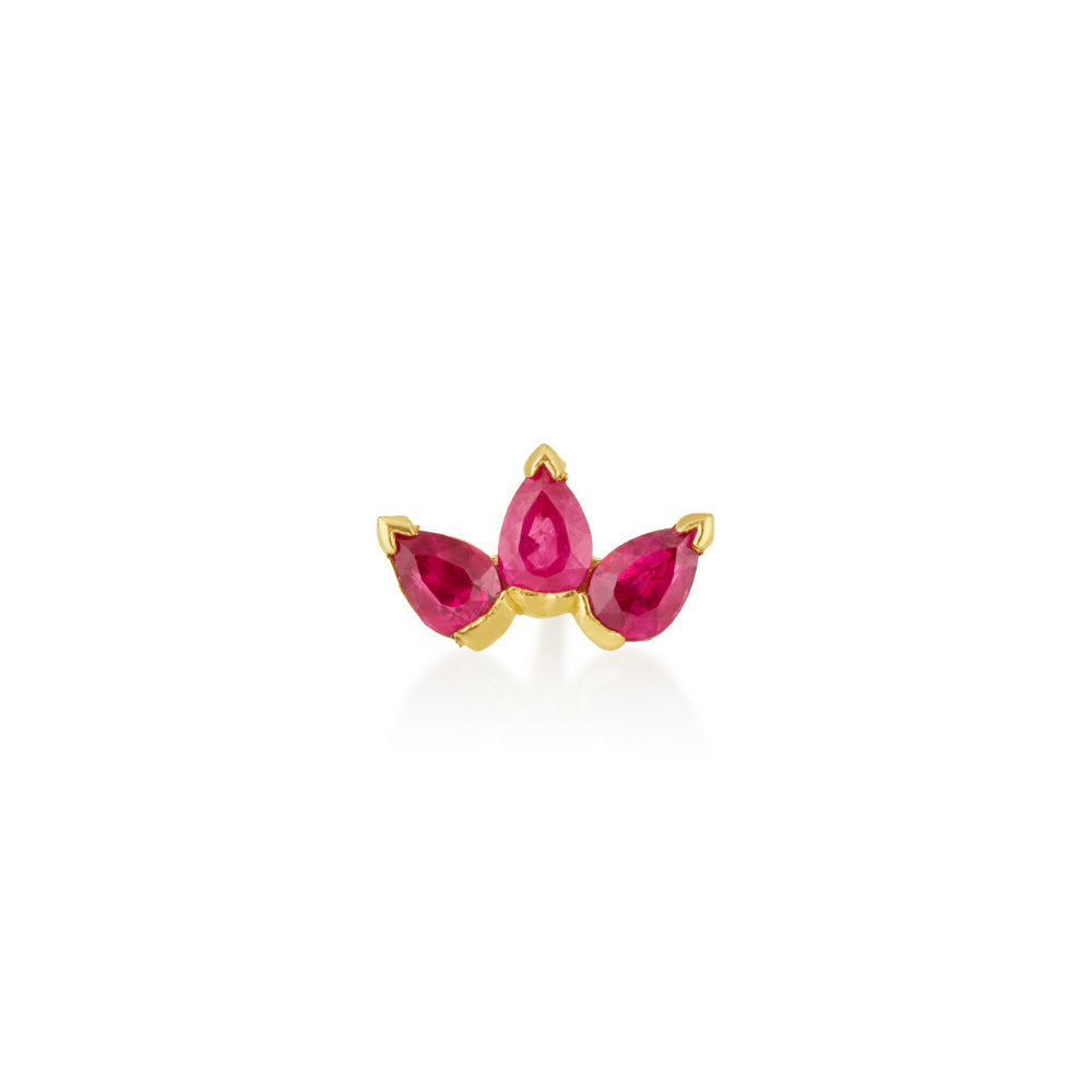 Three Drops stud in Ruby