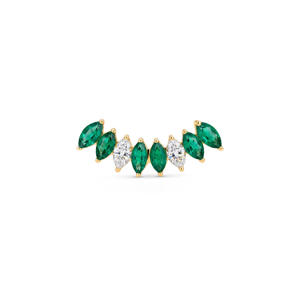 Tiara Climber Earring in Emeralds and Diamonds