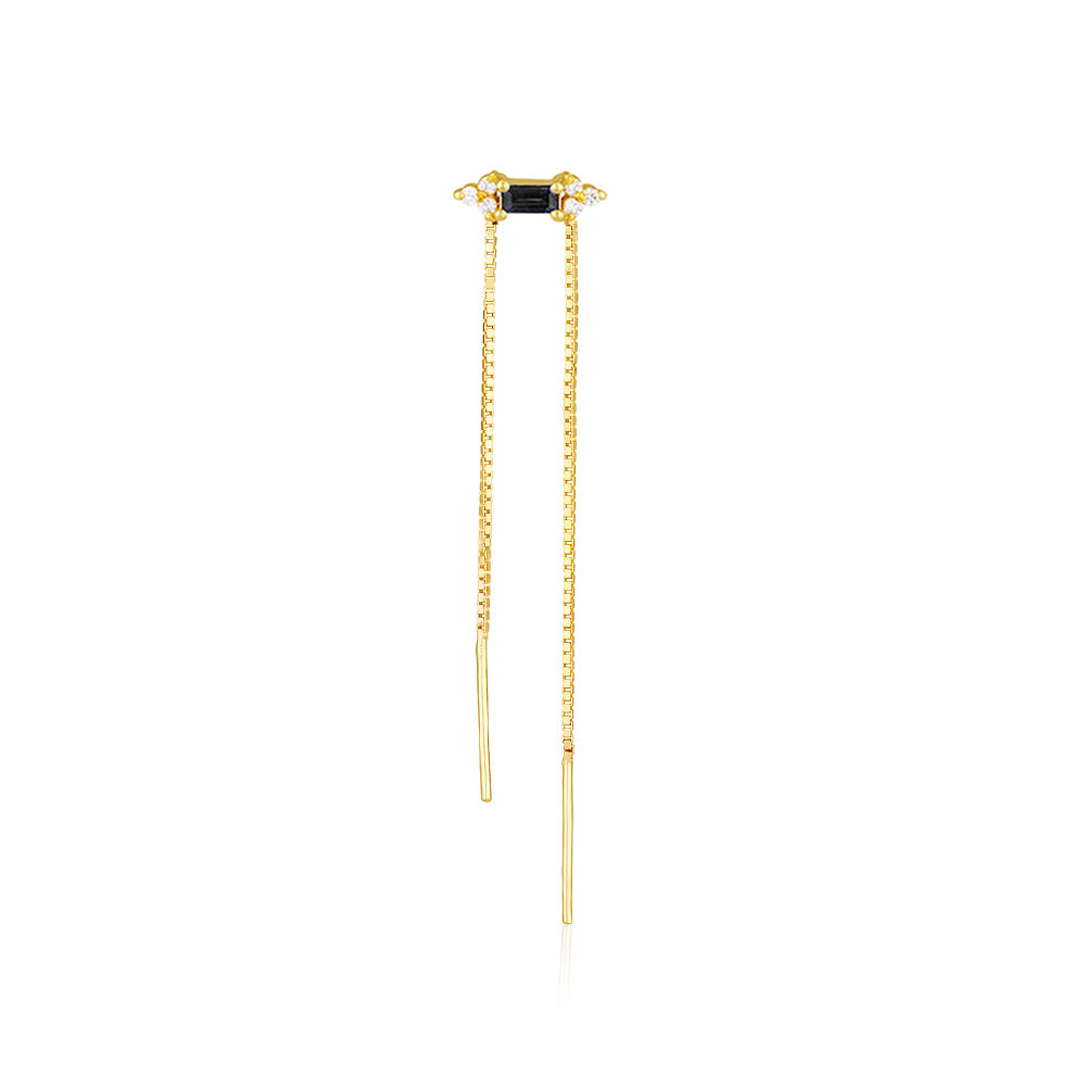 Two-hole Black Diamond Earring With Chains