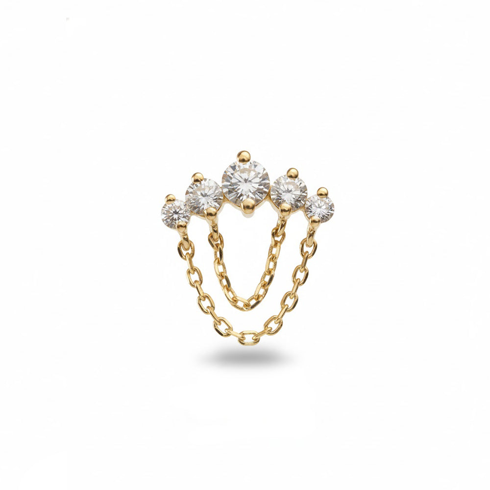Five Diamonds and Chain Earring