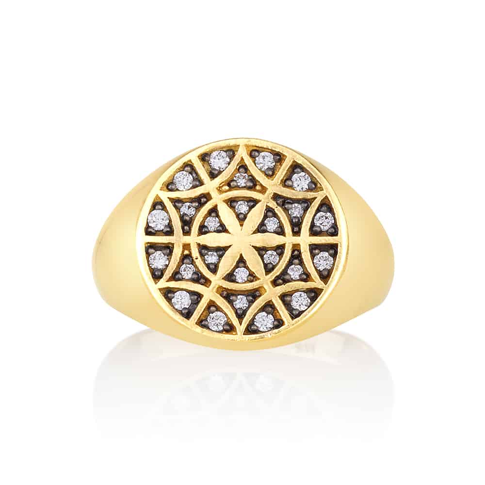 Diamond flake stamp ring