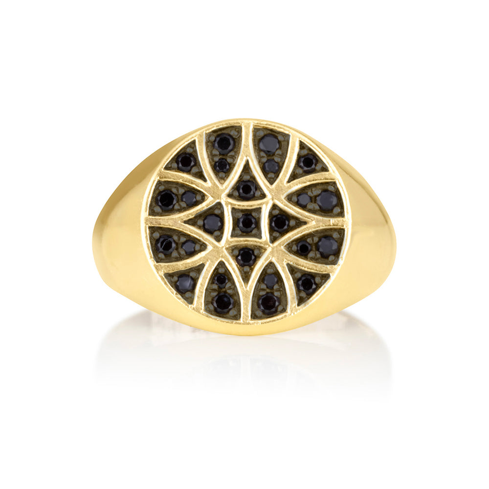 Black Diamond geometric stamp ring