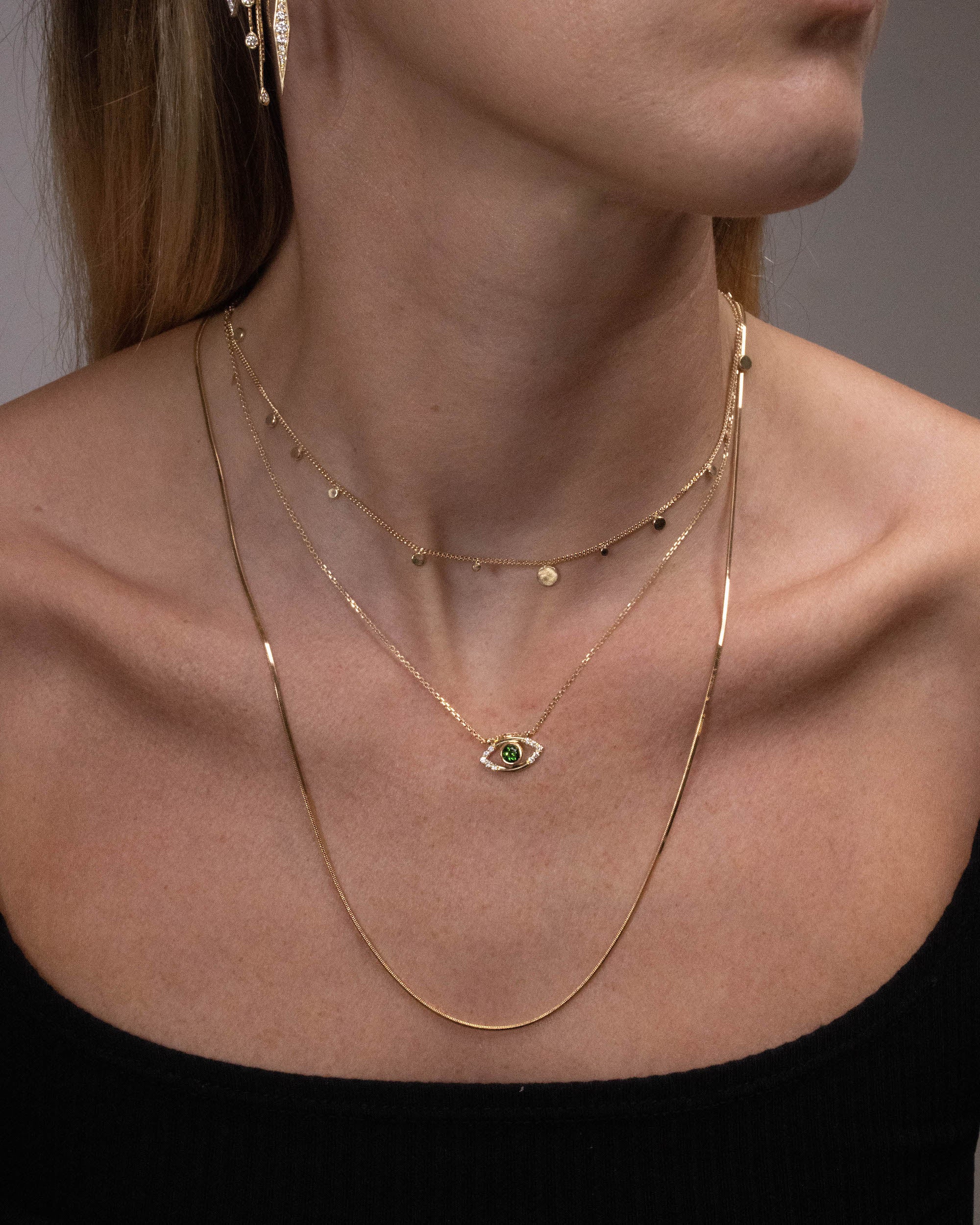Tourmaline and diamond Evil eye necklace