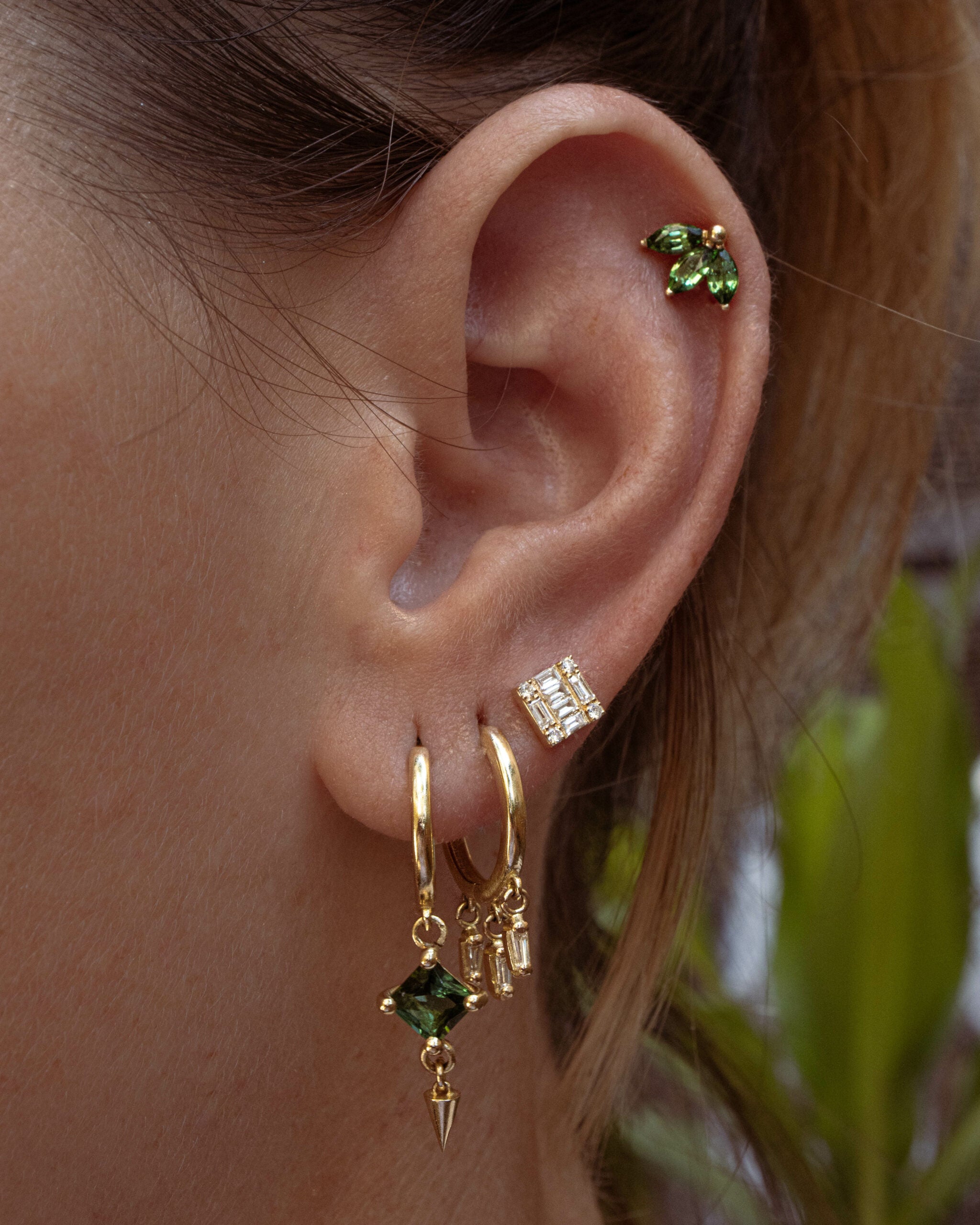 Wide Lotus Stud In Tourmaline