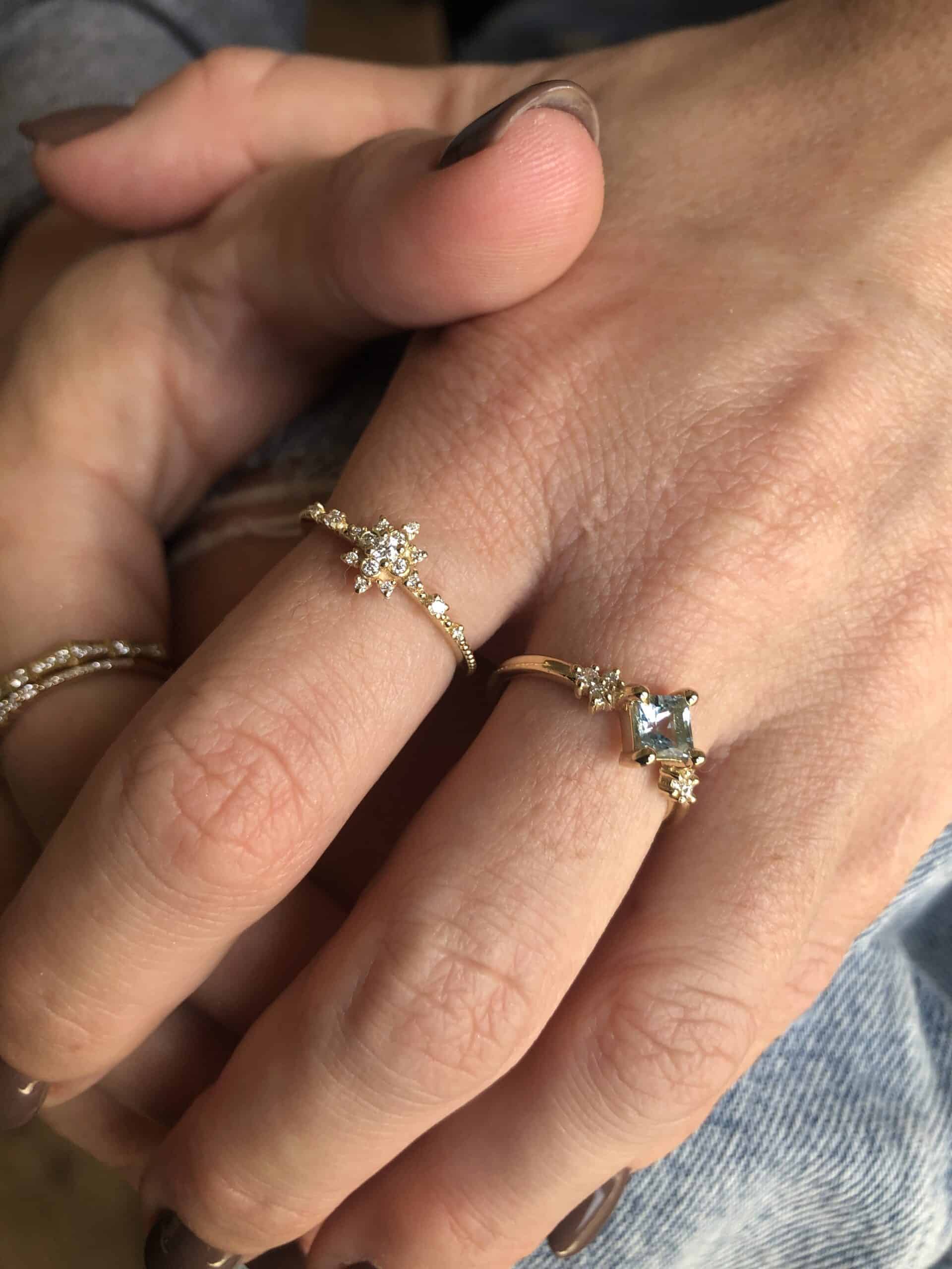 Aquamarine Square Freeman ring