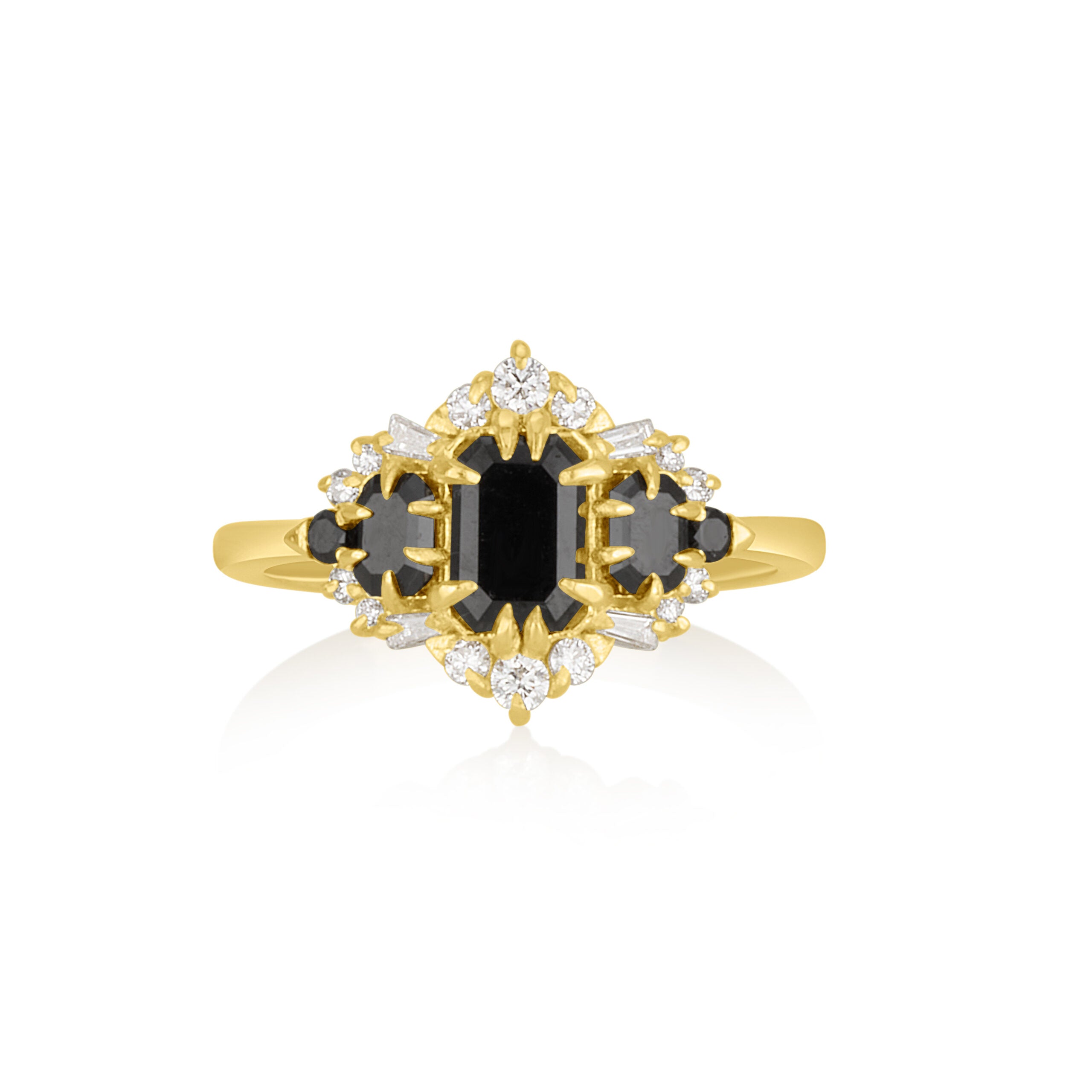 Rectangle Isabella Ring in B&W Diamonds