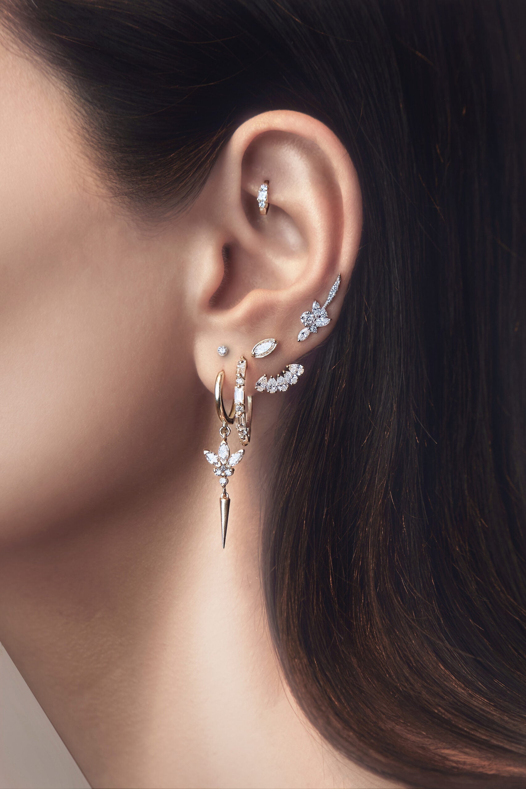 Two Piece Marquise And Five Drops Earring