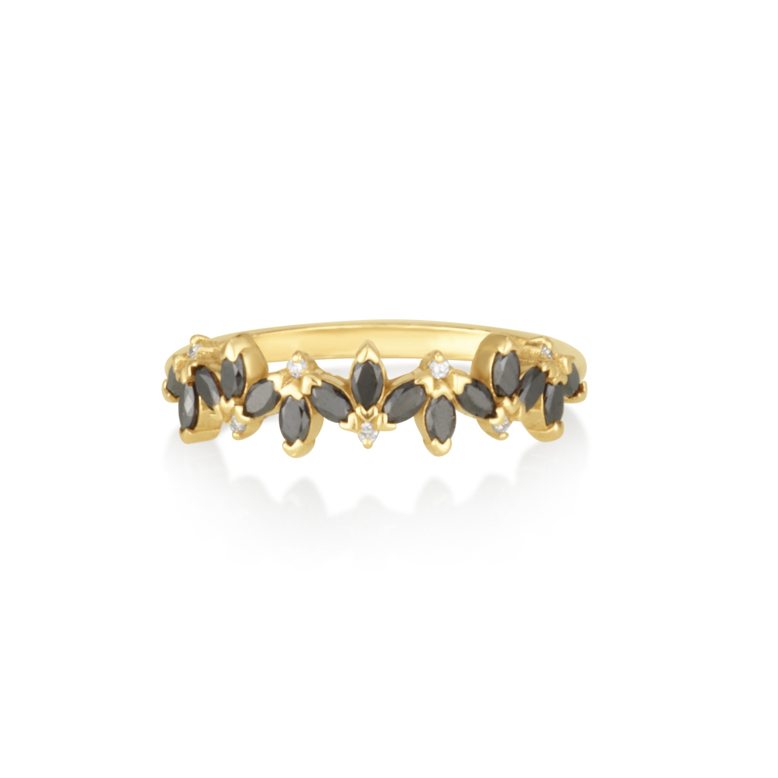 Lotus Ring in Black Diamonds