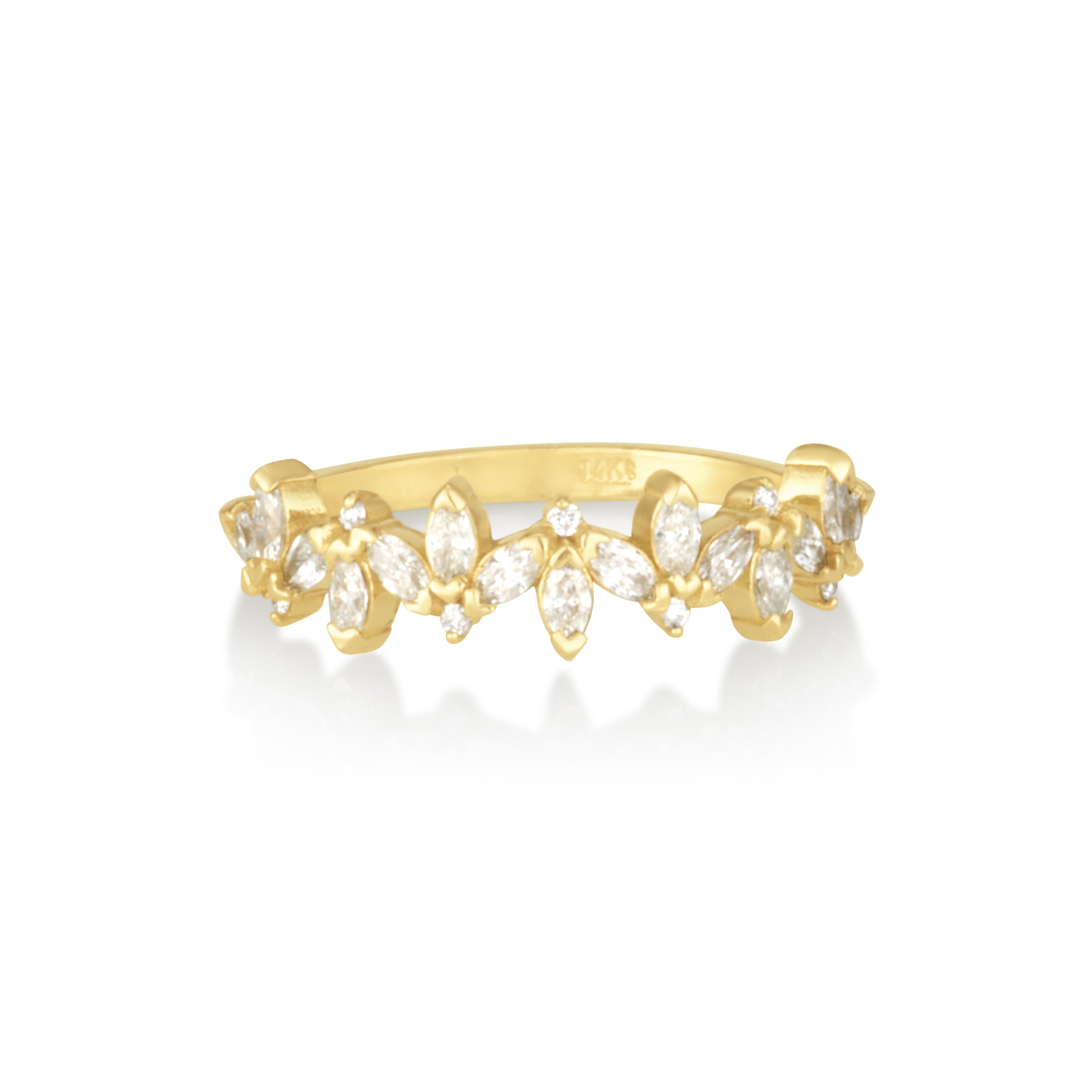 Lotus Ring in White Diamonds