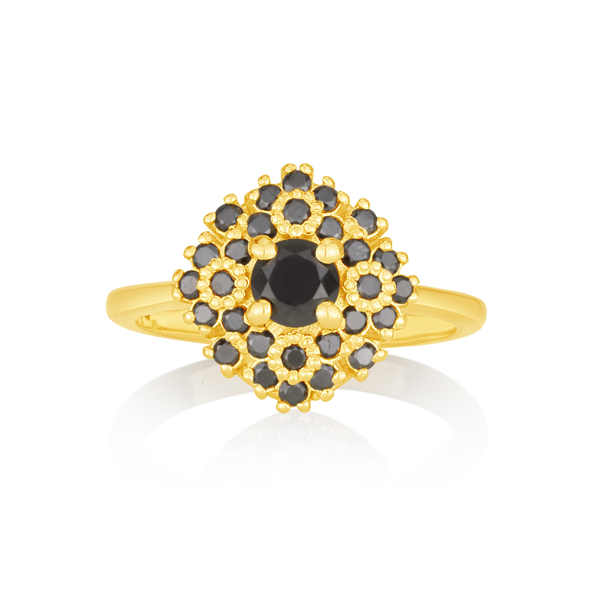 Maggie flower ring in black diamonds