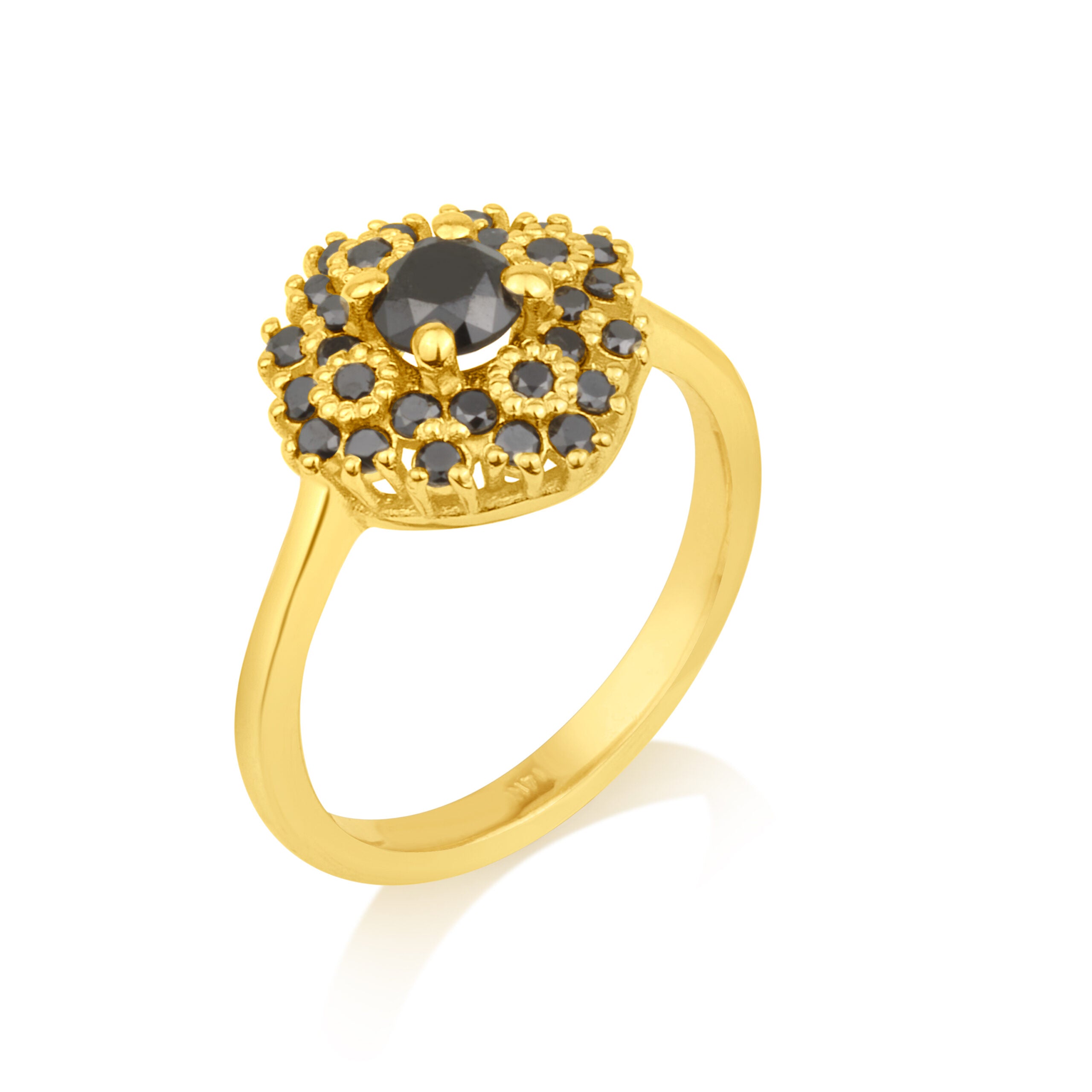 Maggie flower ring in black diamonds