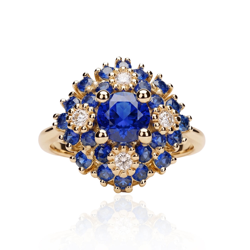 Maggie flower ring in Sapphire