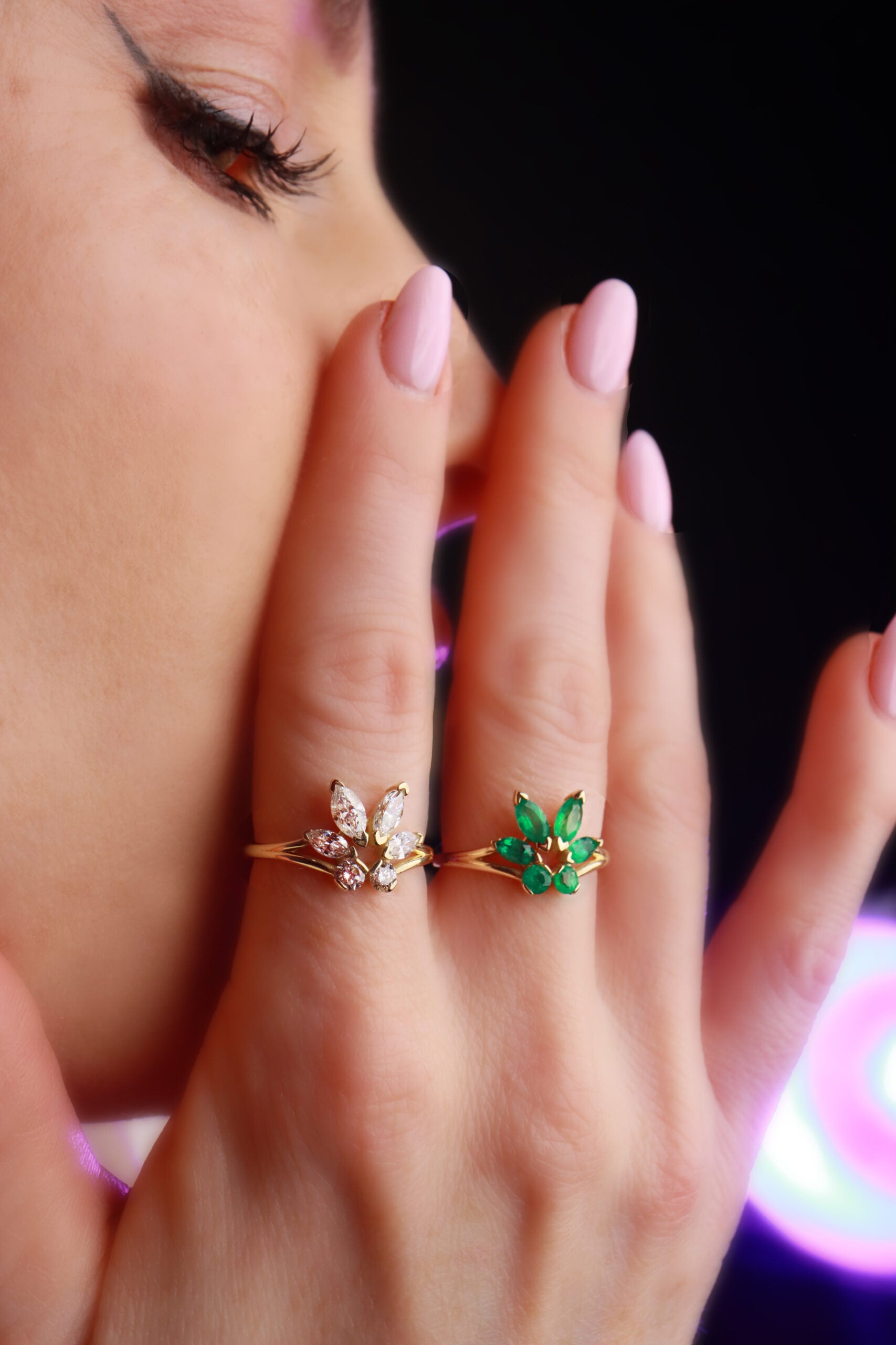 Tulip Ring in Emeralds