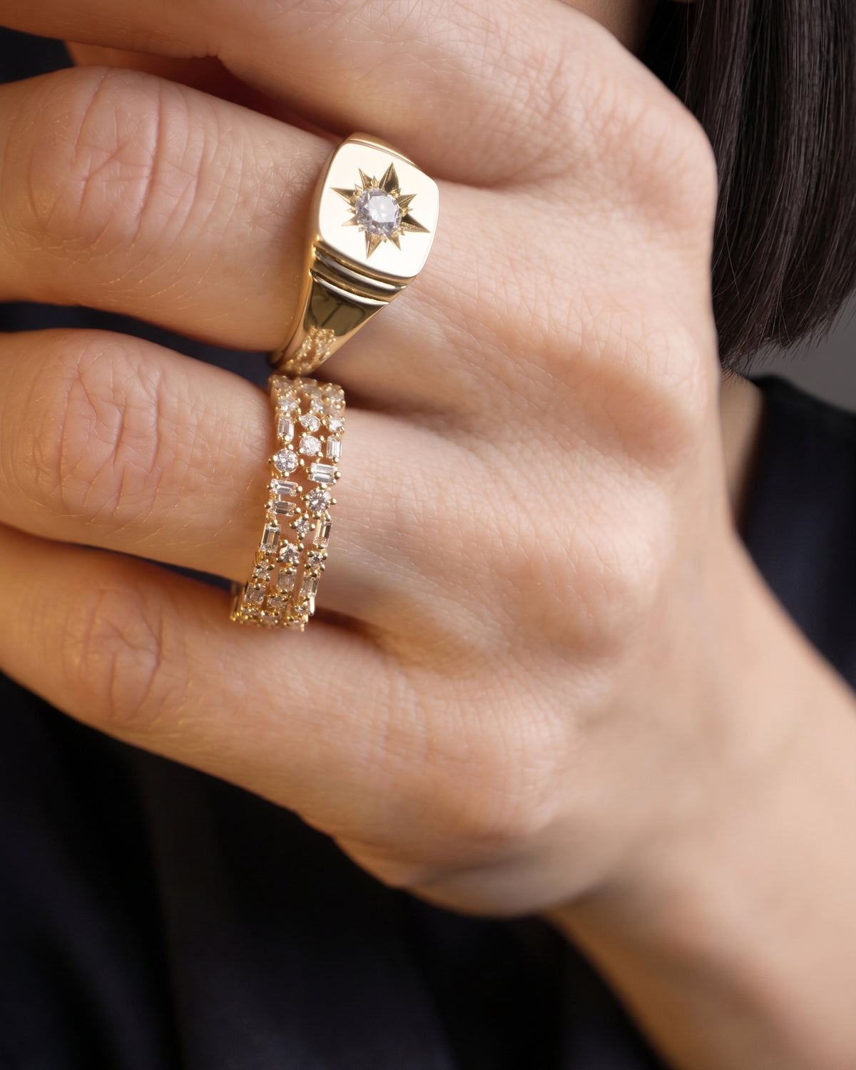 North Star Ring in White Diamond