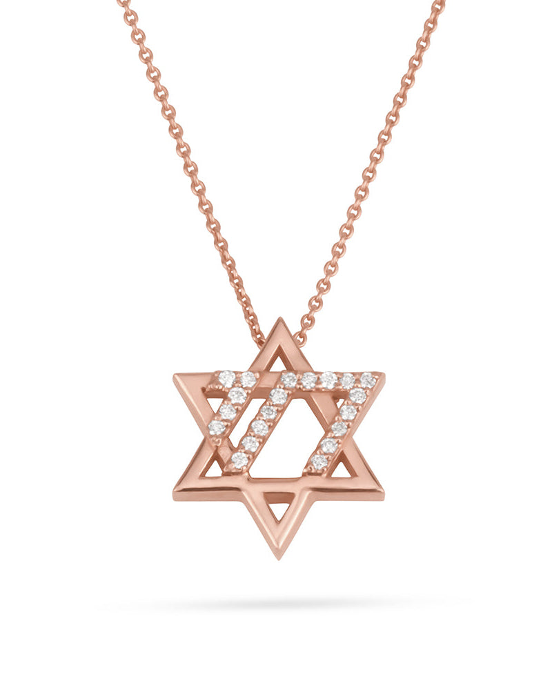 שרשרת מגן דוד עם חי מיהלומים