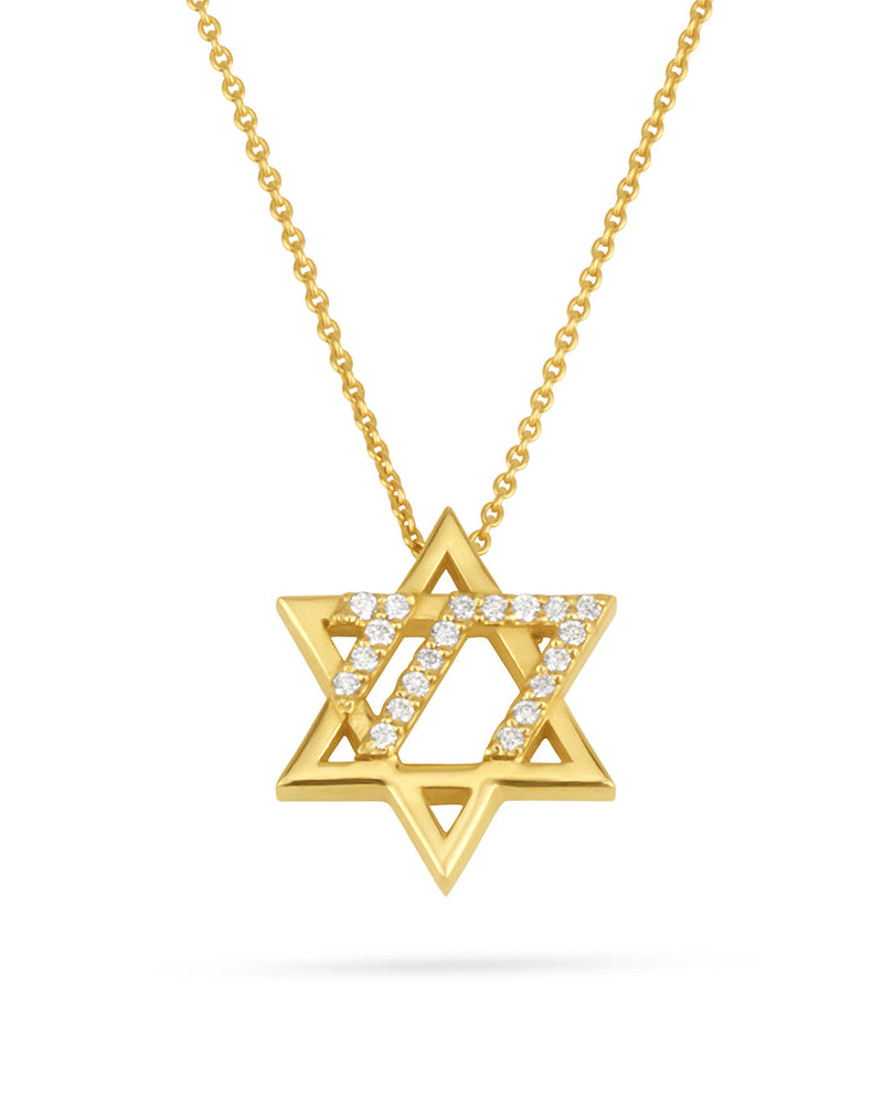 שרשרת מגן דוד עם חי מיהלומים
