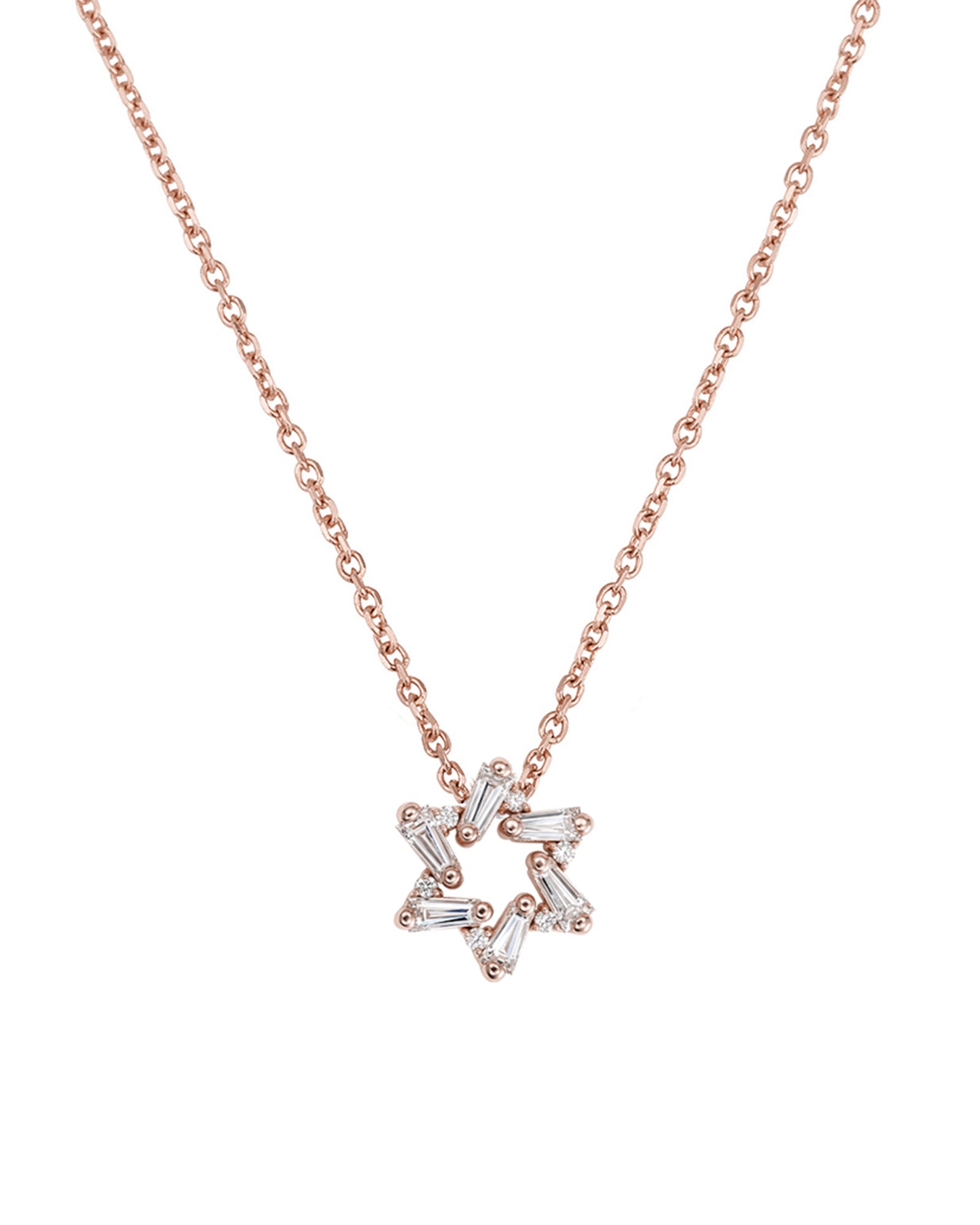 Diamond Taper Star of David Necklace