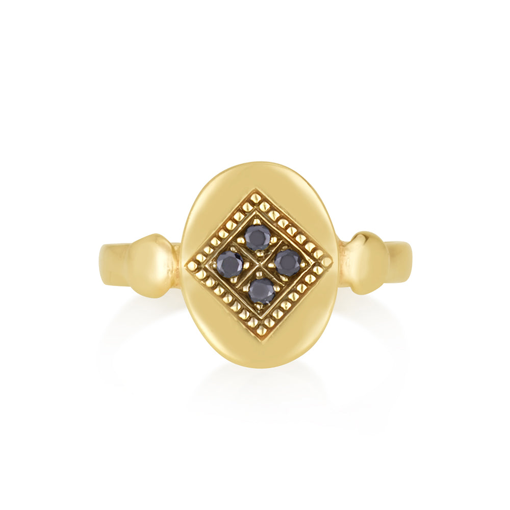 Black Diamond oval stamp ring
