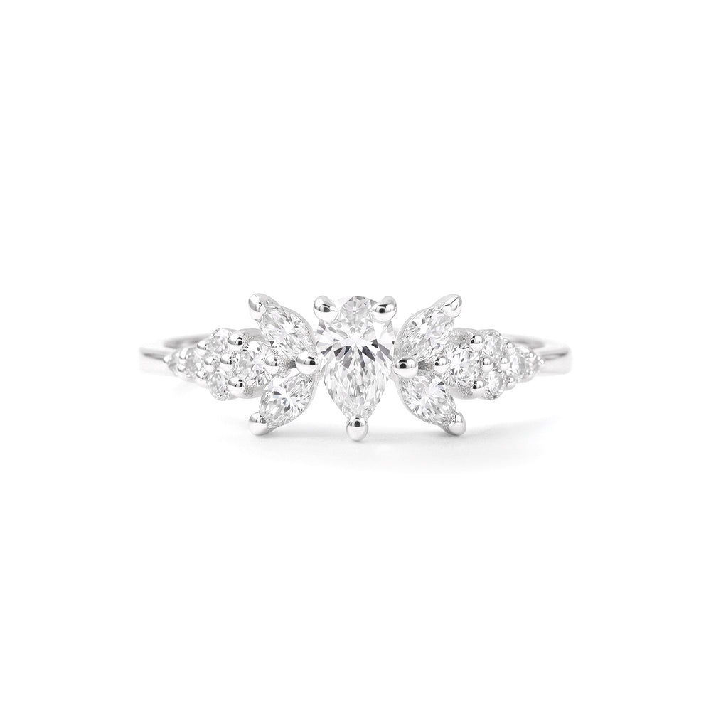 Mirror Drop Ring in White Diamonds