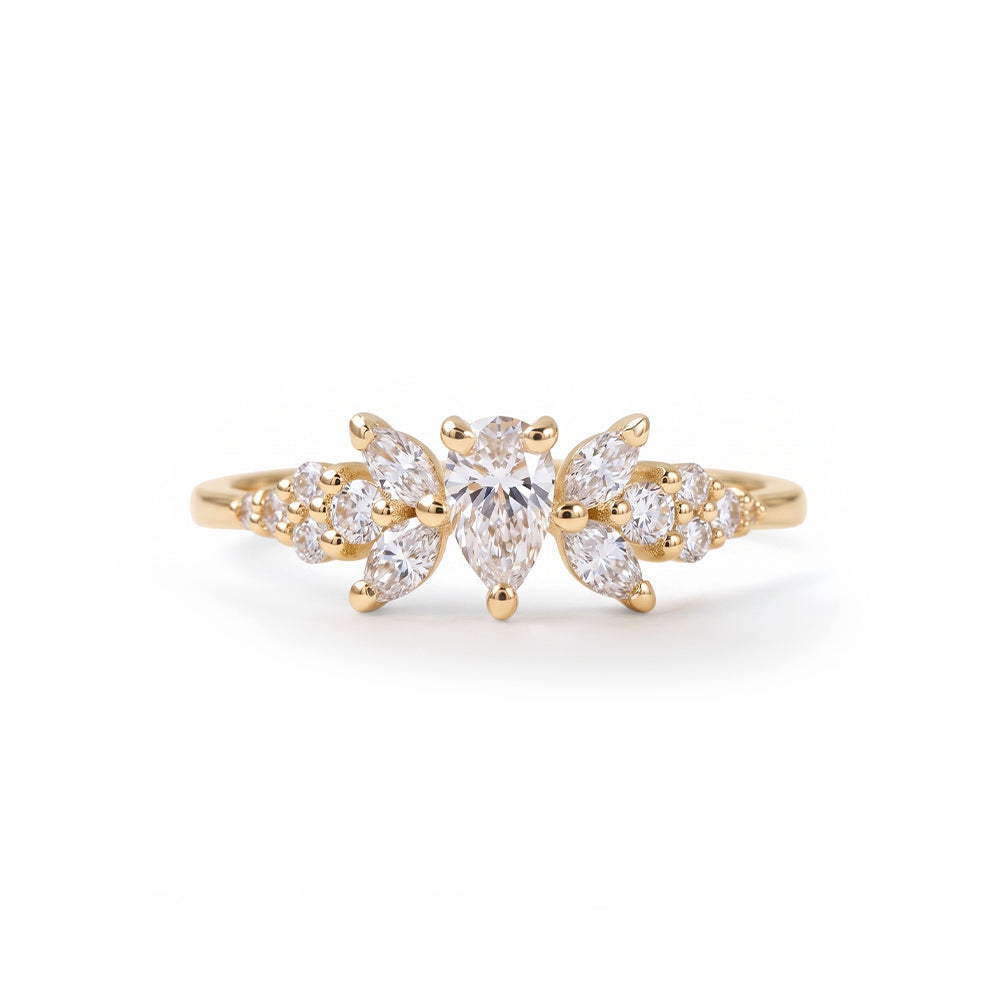 Mirror Drop Ring in White Diamonds