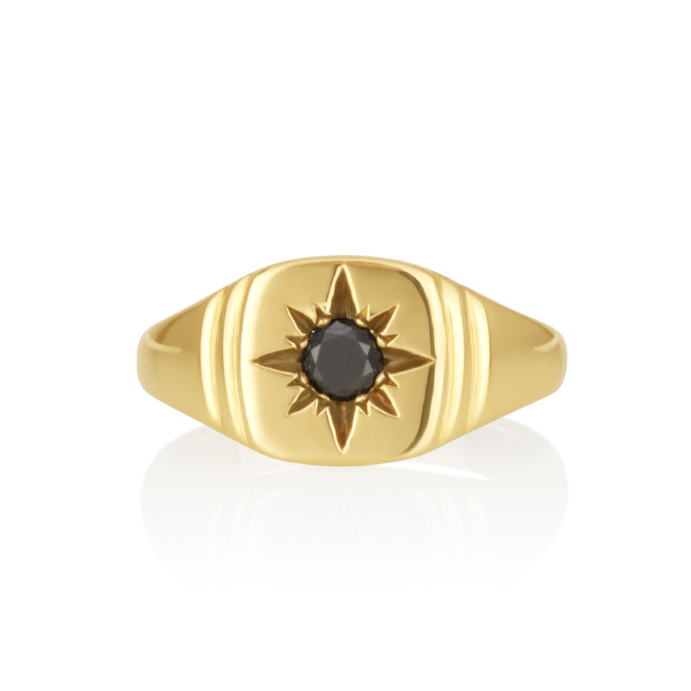 North Star Ring in Black Diamonds