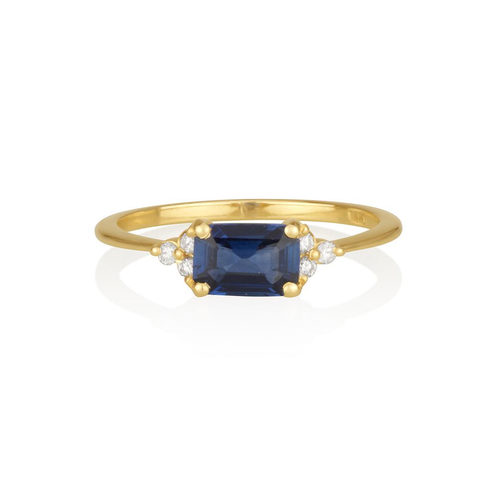 Rectangle Ring in Sapphire and Diamonds