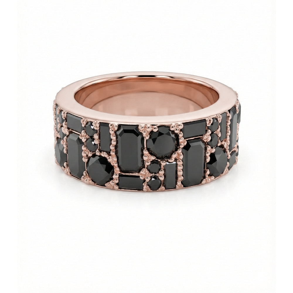Symmetrical All Shapes Ring in Black Diamonds