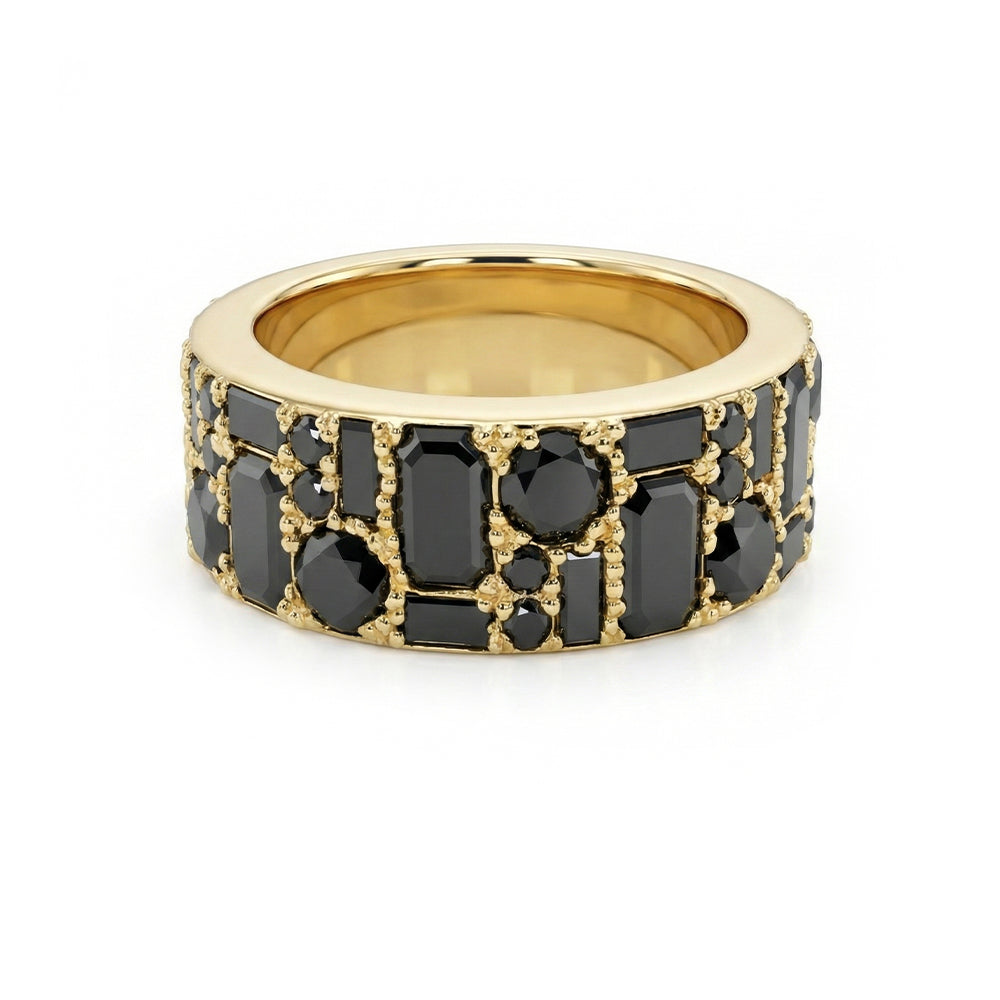 Symmetrical All Shapes Ring in Black Diamonds