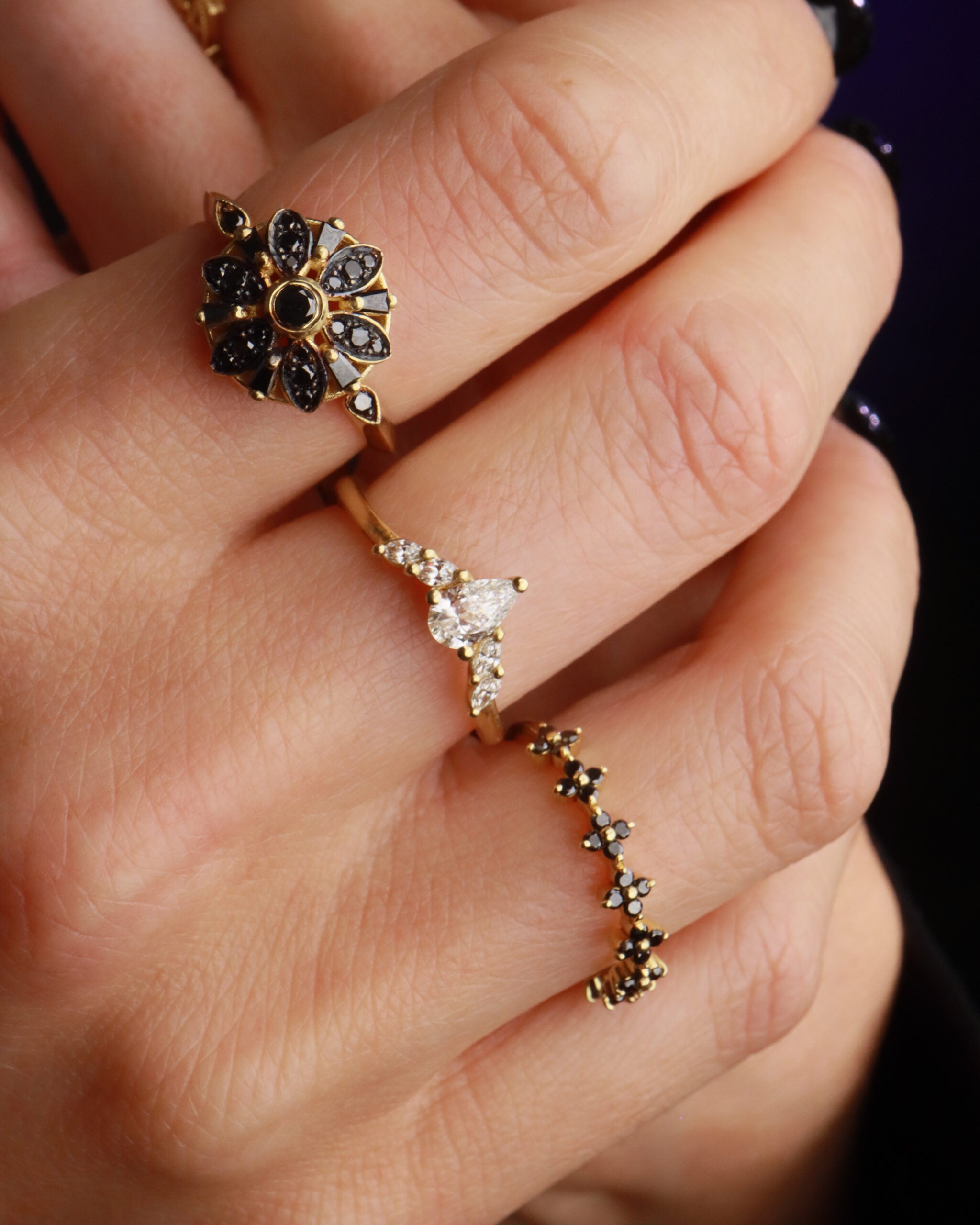 Black diamond Stella ring