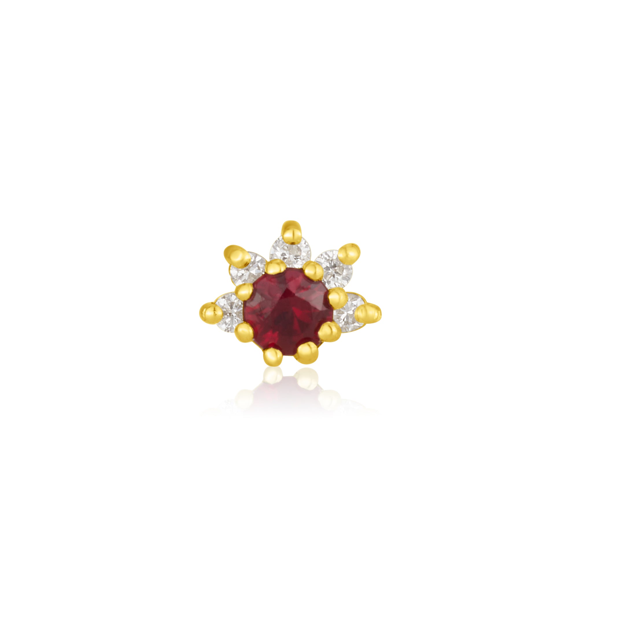 Sunrise stud in ruby
