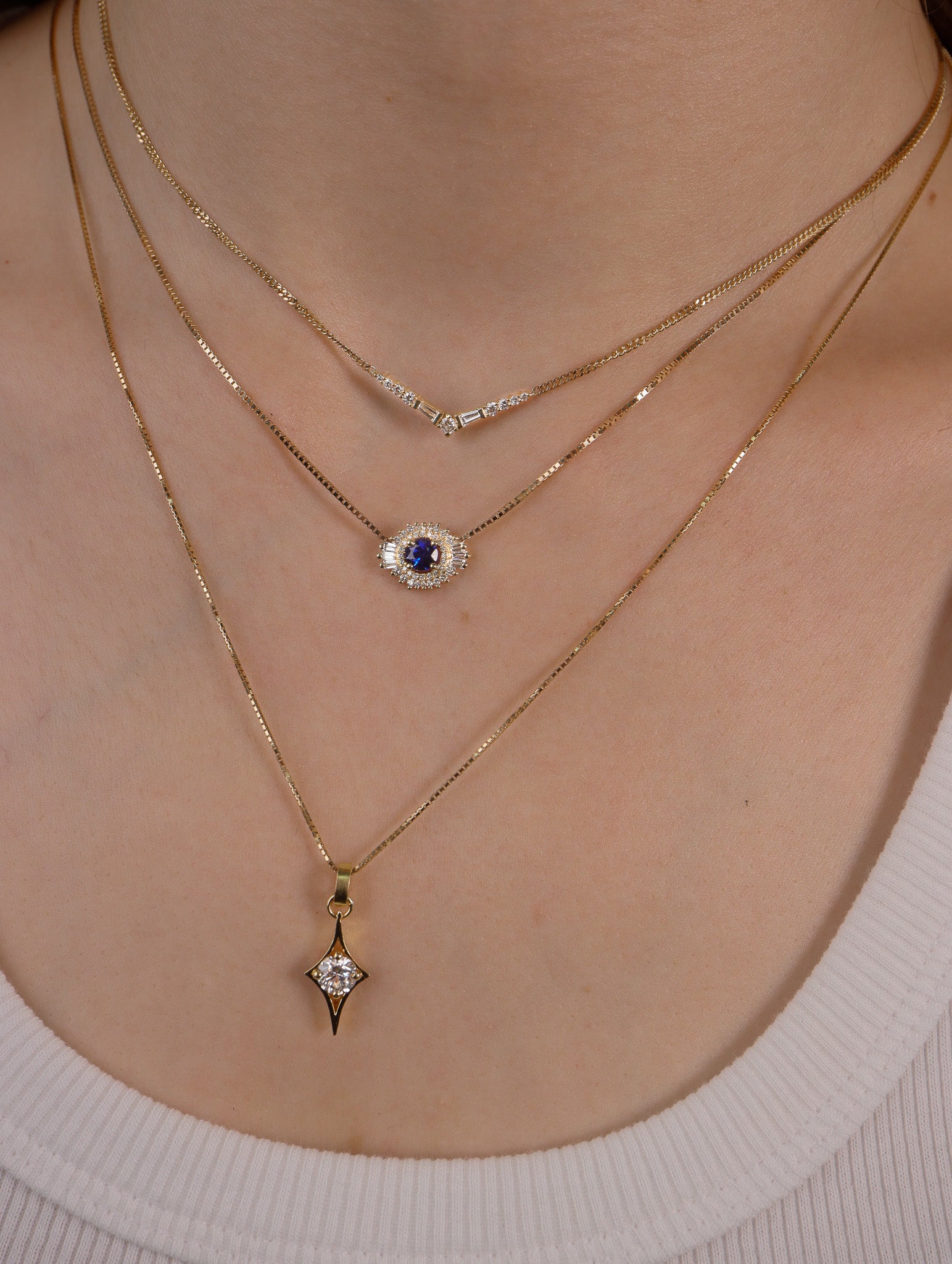 Spark Necklace with Sapphire & Diamonds