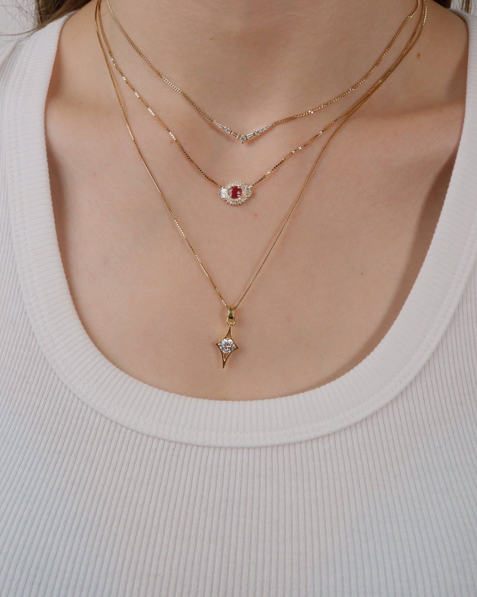 Spark Necklace with Ruby & Diamonds