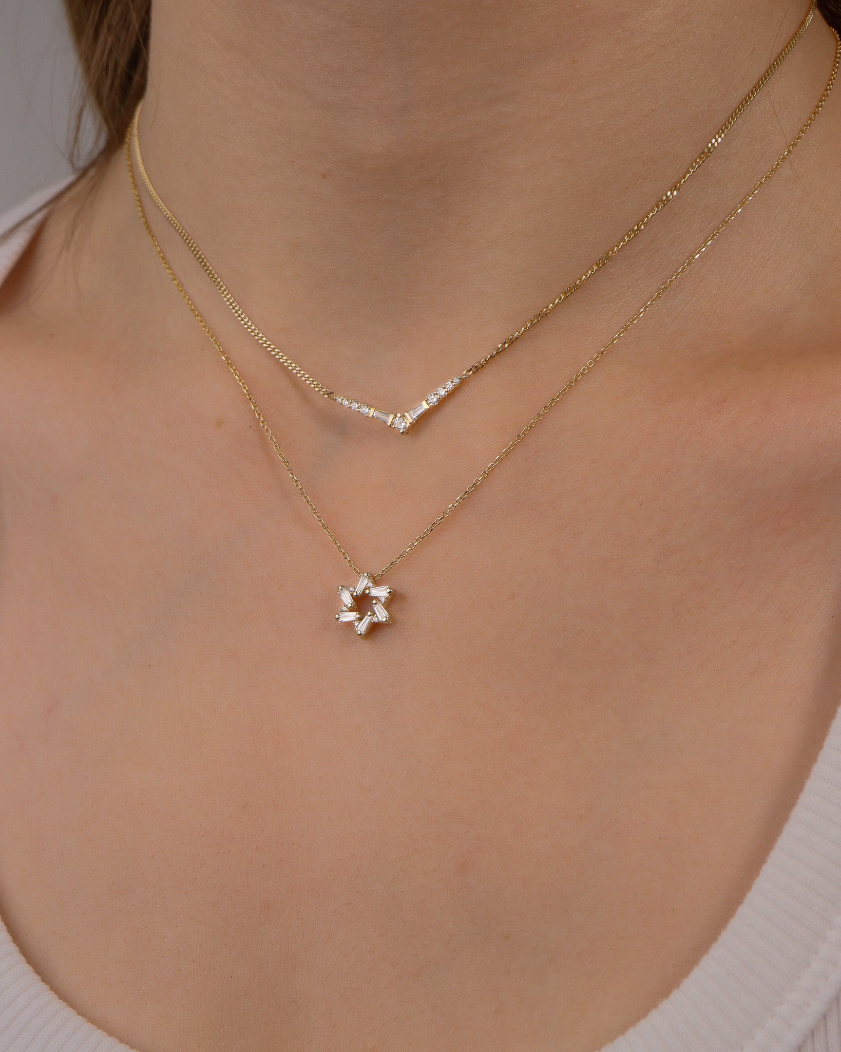 Diamond Taper Star of David Necklace