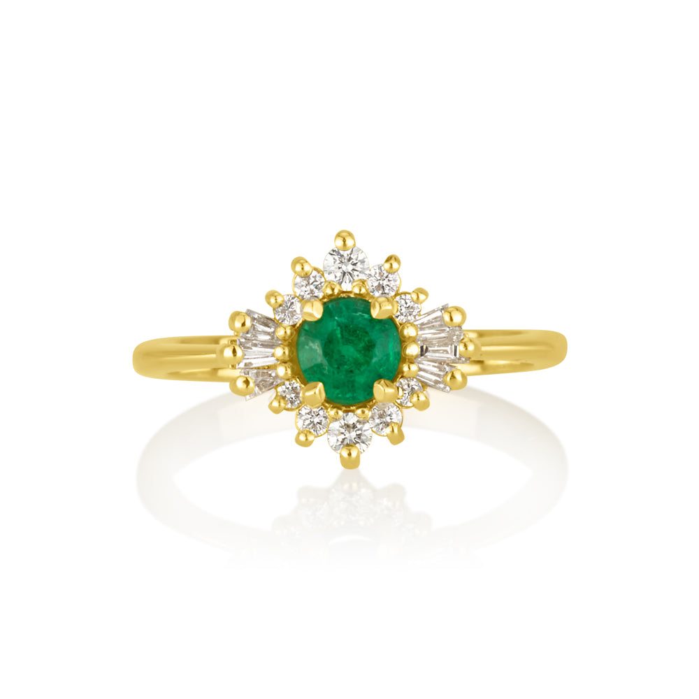 Spark ring in emerald and diamonds