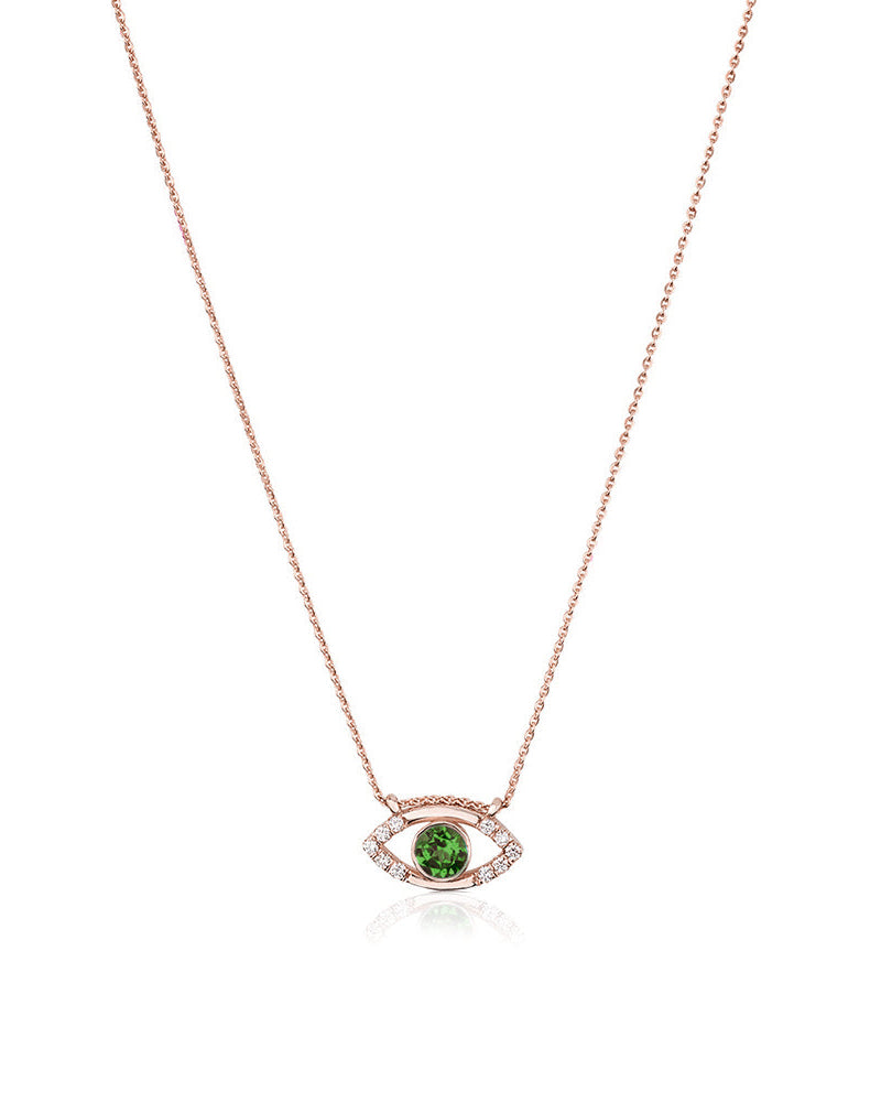 Tourmaline and diamond Evil eye necklace