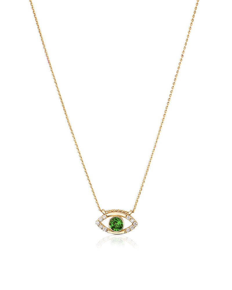 Tourmaline and diamond Evil eye necklace